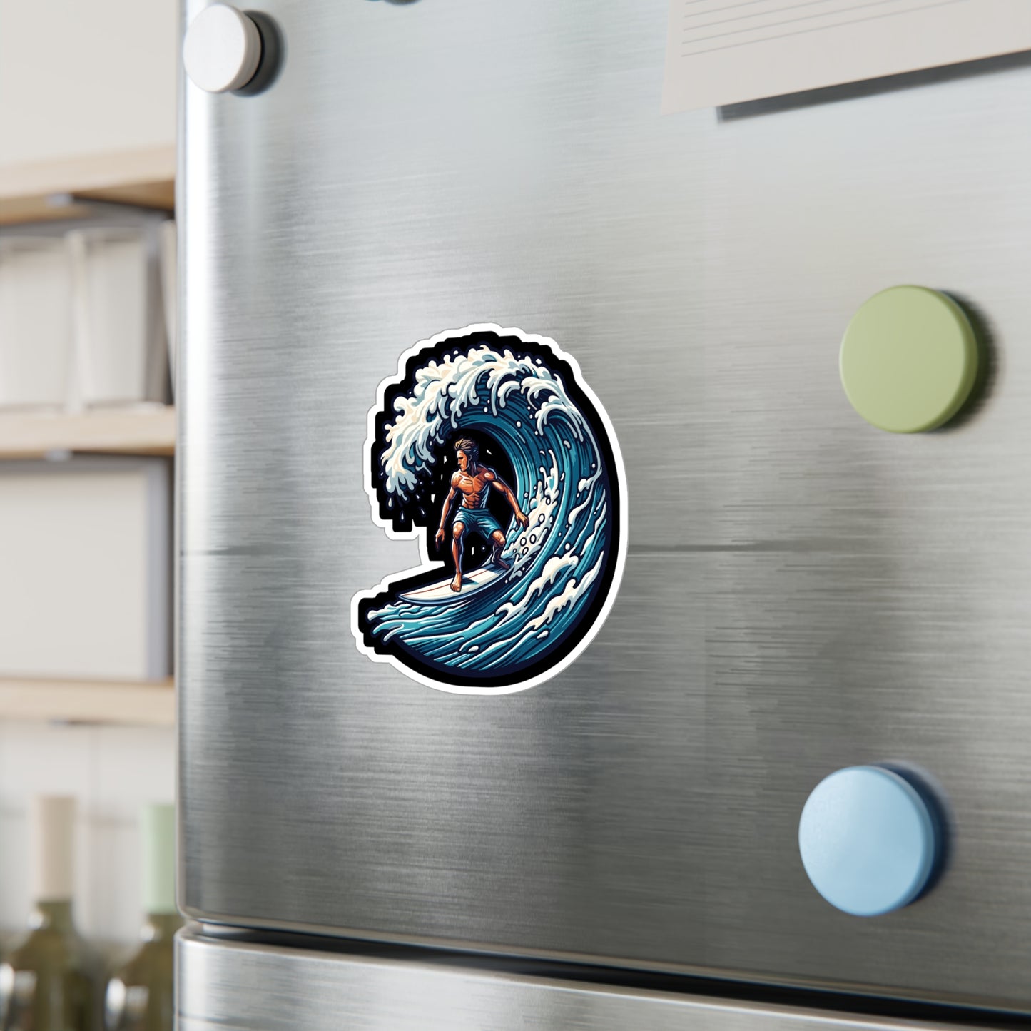 Surfboard Wave Surfer - Surfing Sticker for Laptop Sticker. Water Bottle Sticker, Vinyl Surf Decal - Surfing Gift