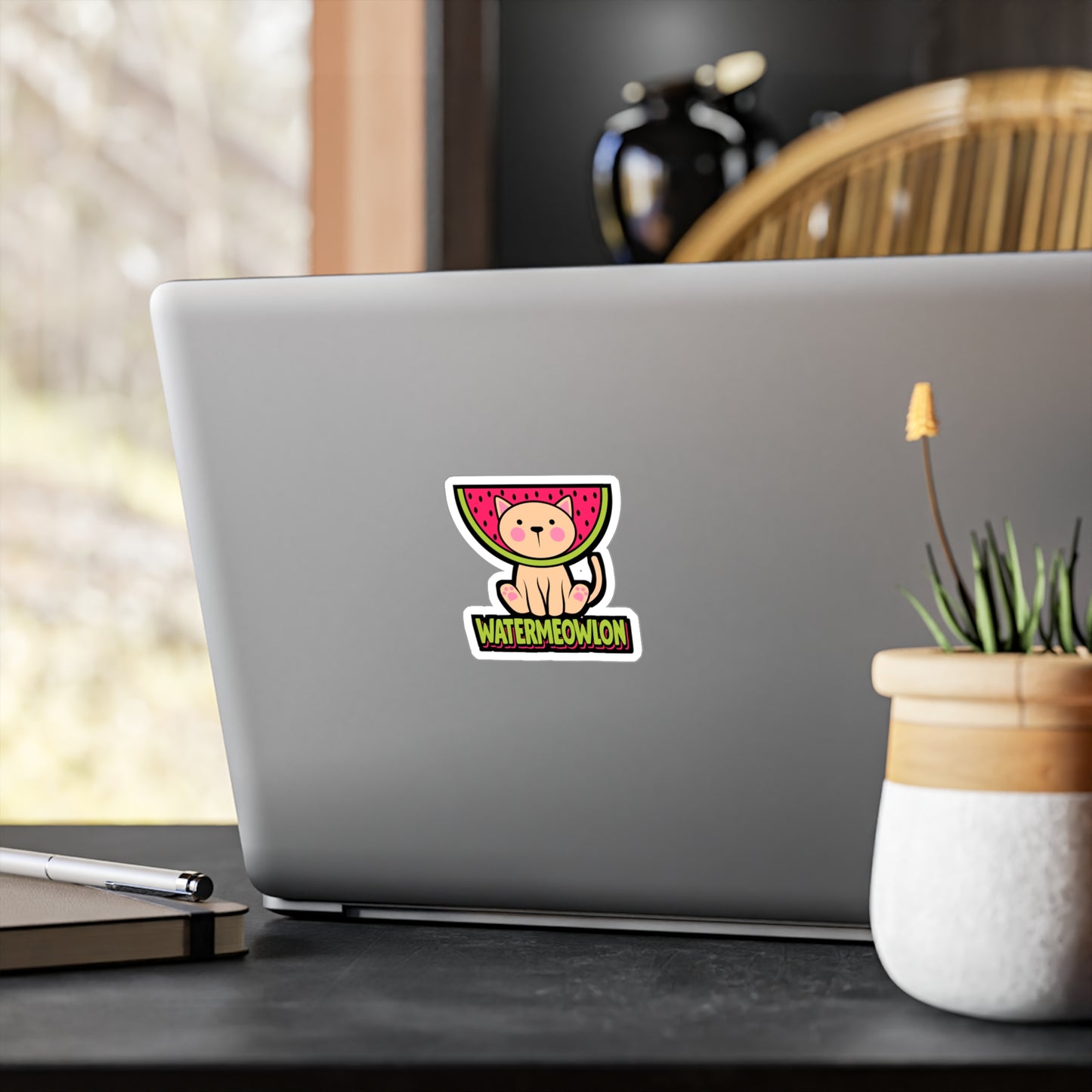 Watermelon cat - Cat Sticker for Car Window Laptop Sticker. Water Bottle Sticker, Vinyl Watermelon Decal, Fruit Sticker - Cat Gift
