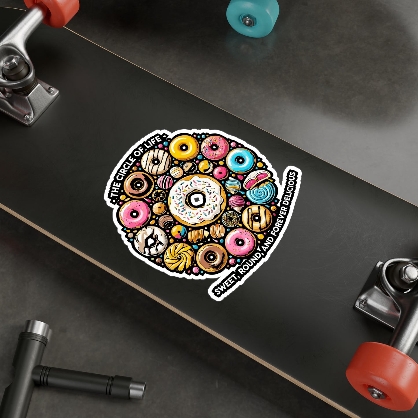 The Circle of Life – Sweet Donut Sticker for Laptop or Water Bottle | Funny Dessert Vinyl Decal, Donut Lover Gift