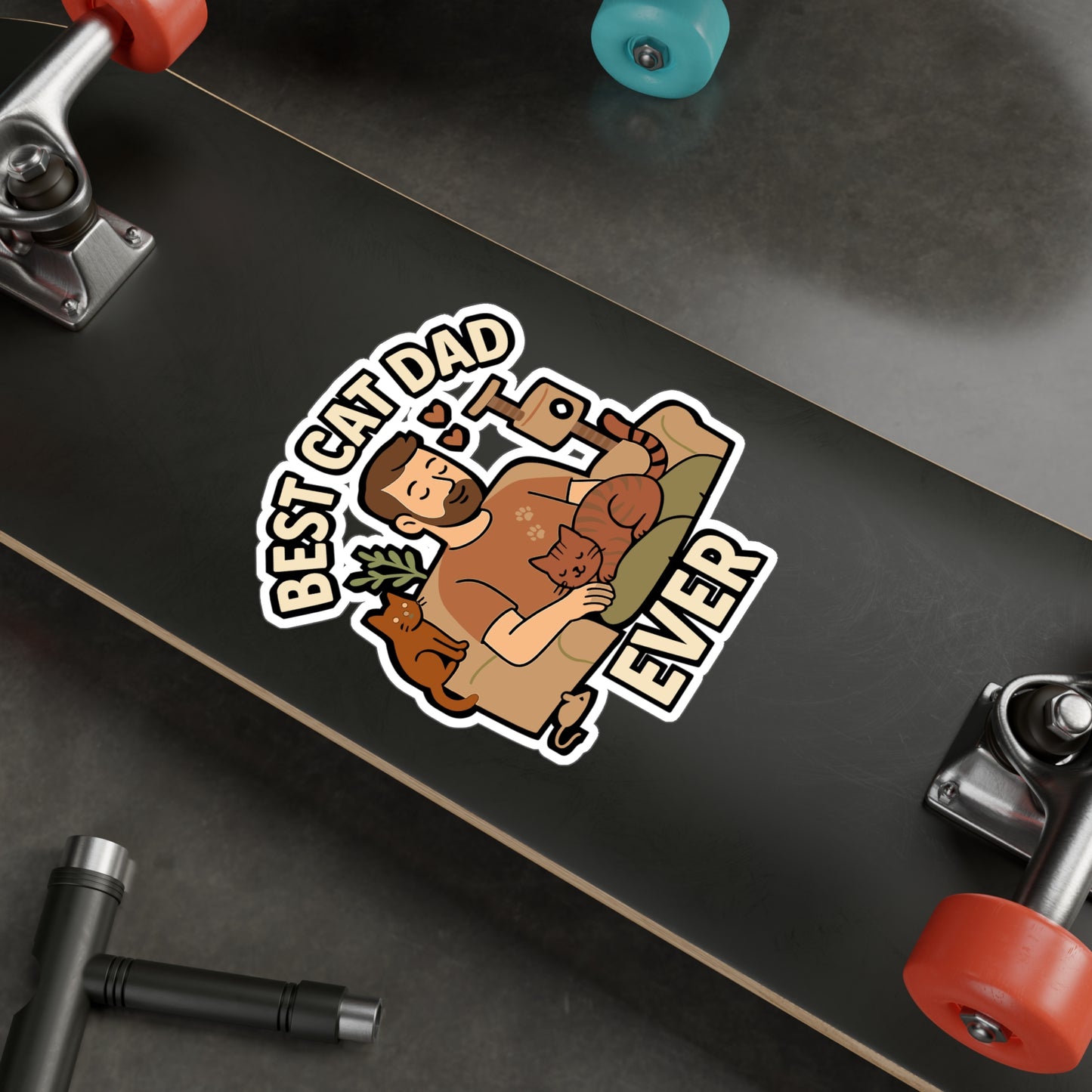 Cat Dad Sticker – Best Cat Dad Ever Decals for Laptop, Water Bottle – Waterproof Vinyl Gift for Catfather, Cat Daddy, Cat Father Fans