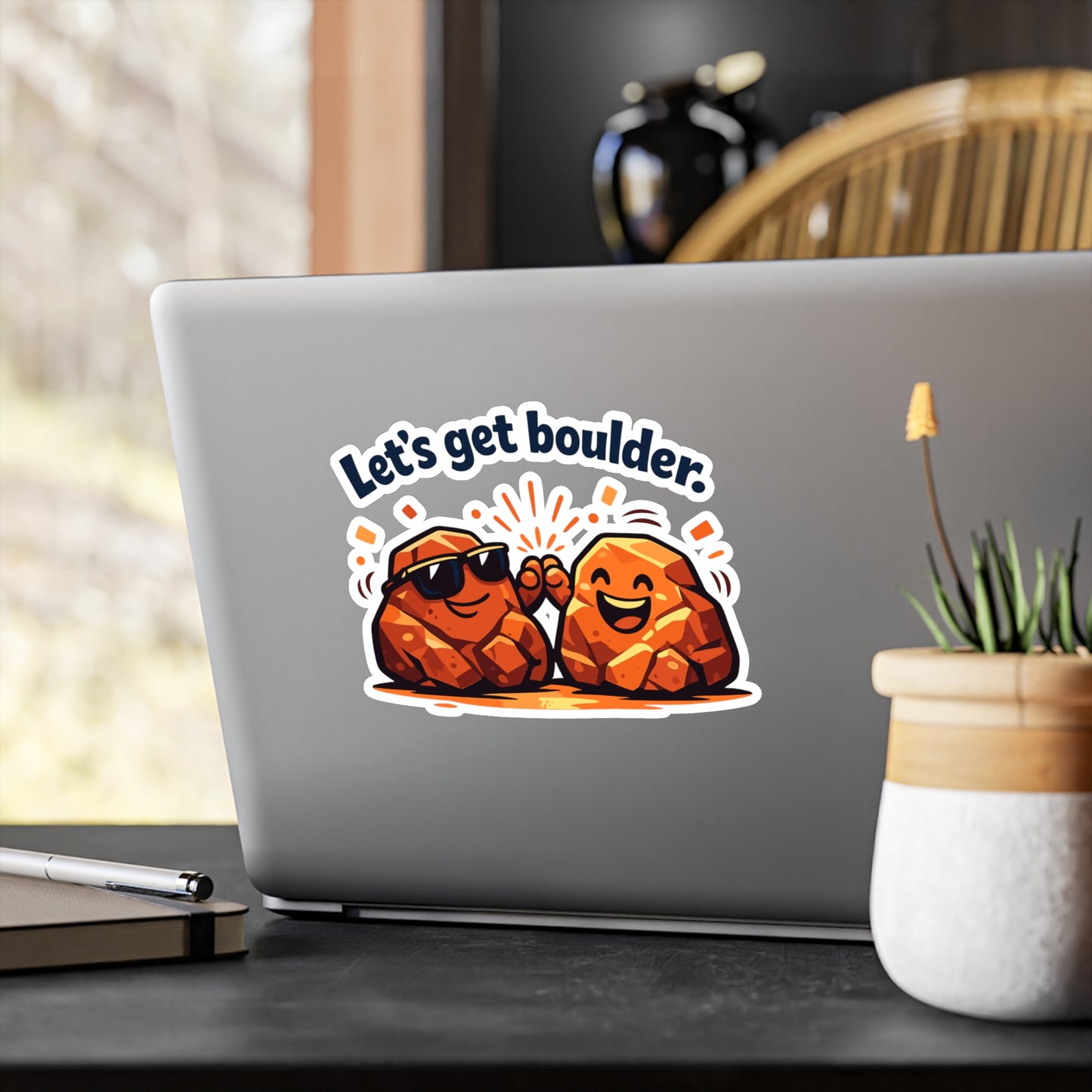 Geologie Sticker “Let's get boulder.” Funny Geology Rocks Minerals Tectonics Decals, Waterproof Vinyl for Laptop Water Bottle