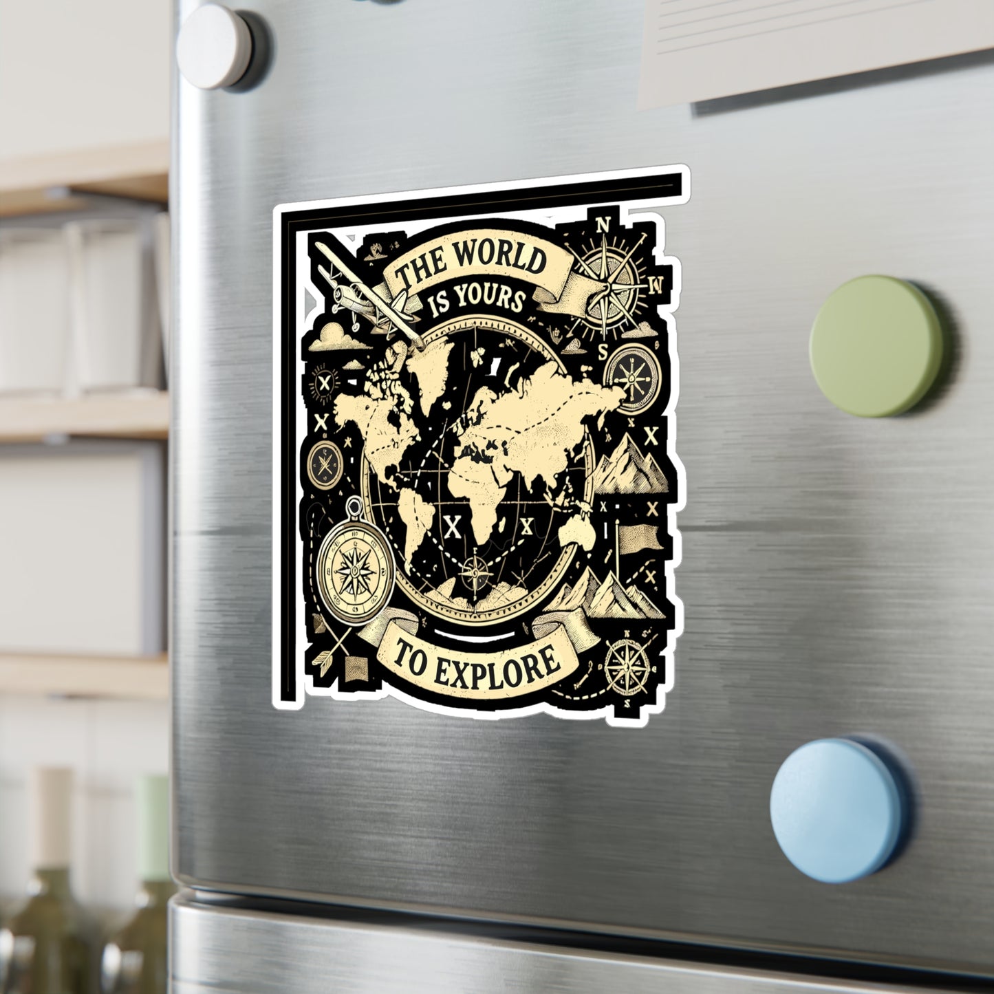 The World is Yours to Explore - Explore Sticker for Laptop Sticker. Water Bottle Sticker, Vinyl Adventure Decal - Explore Gift