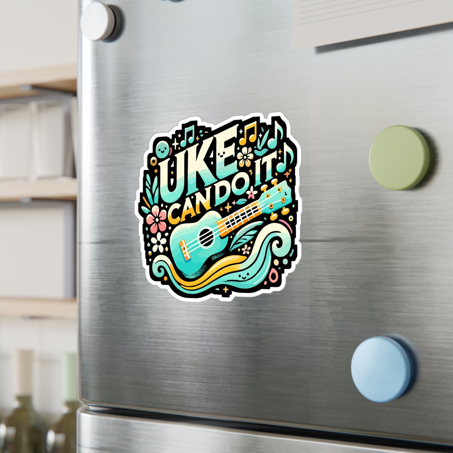 Uke Can Do It - Ukulele Sticker for Car Window Laptop Sticker. Water Bottle Sticker, Vinyl Musician Decal, Uke Sticker - Ukulele Gift