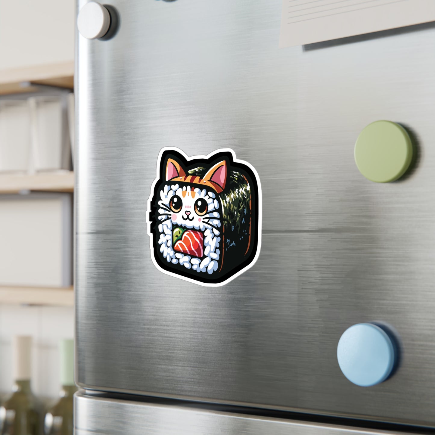 Sushi Cat - Sushi Sticker for Car Window Laptop Sticker. Water Bottle Sticker, Vinyl Fish Decal, Rolls Sticker - Sushi Gift