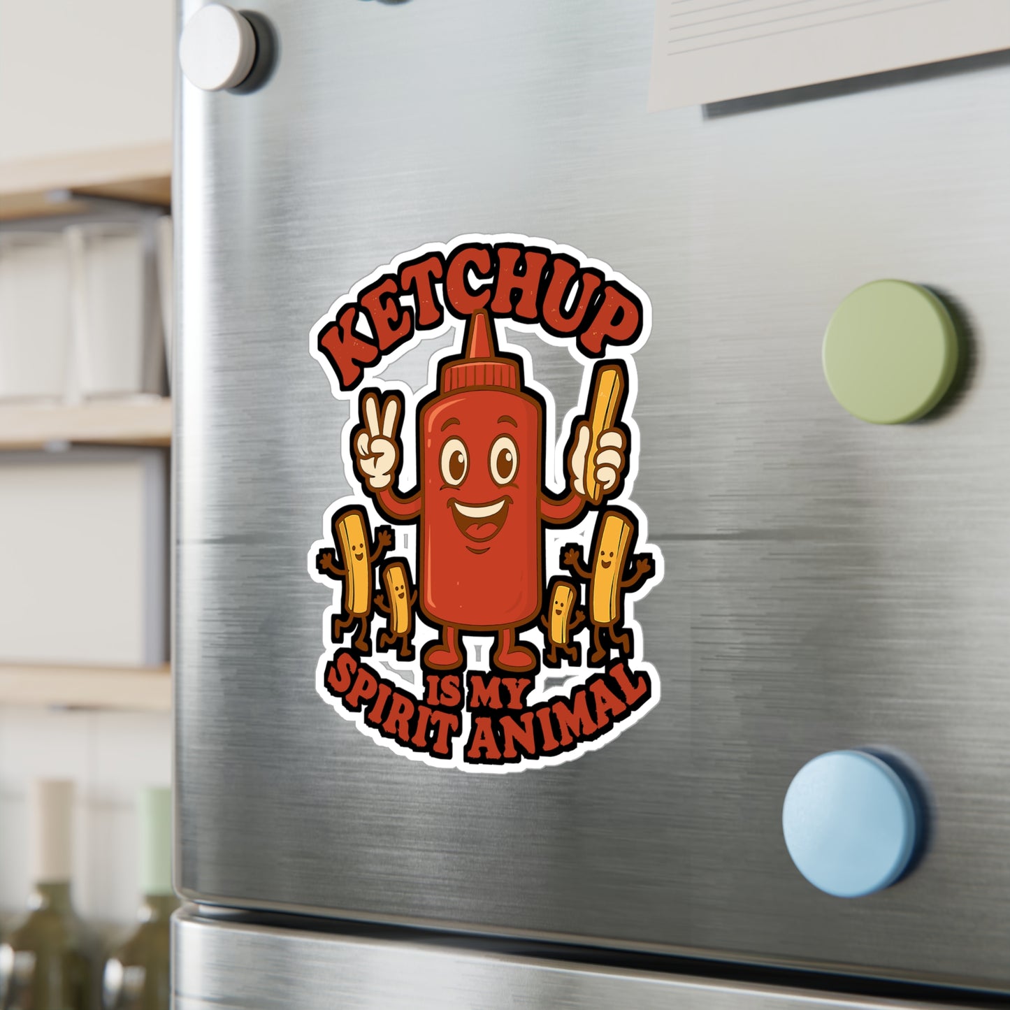 Ketchup Is My Spirit Animal - Ketchup Sticker for Laptop, Water Bottle, Funny Food Lover Gift, Cute Decal for Teens and Adults