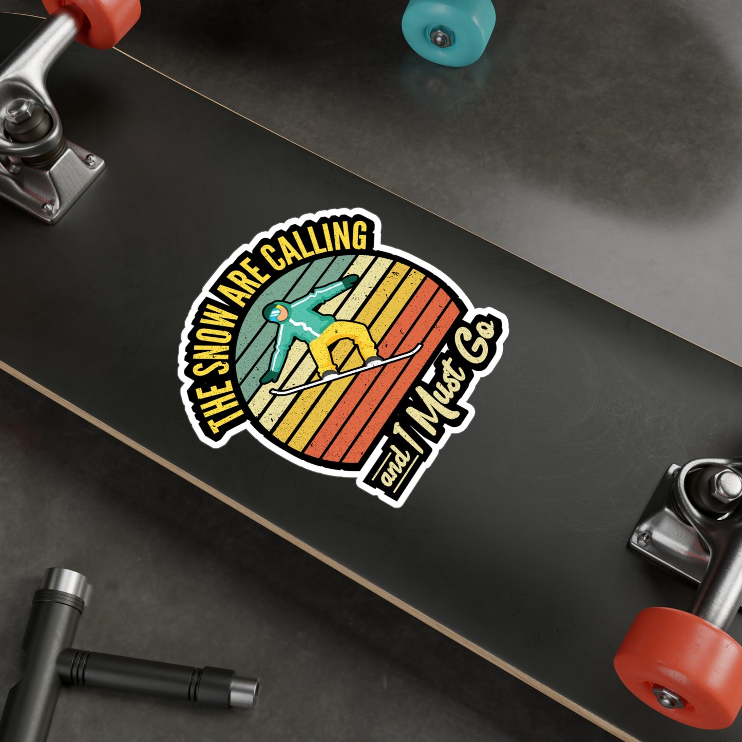 The Snow Are Calling and i Must Go - Snowboarding Sticker for Laptop Sticker. Water Bottle Sticker, Vinyl Snowboarders Decal - Snowboarding Gift