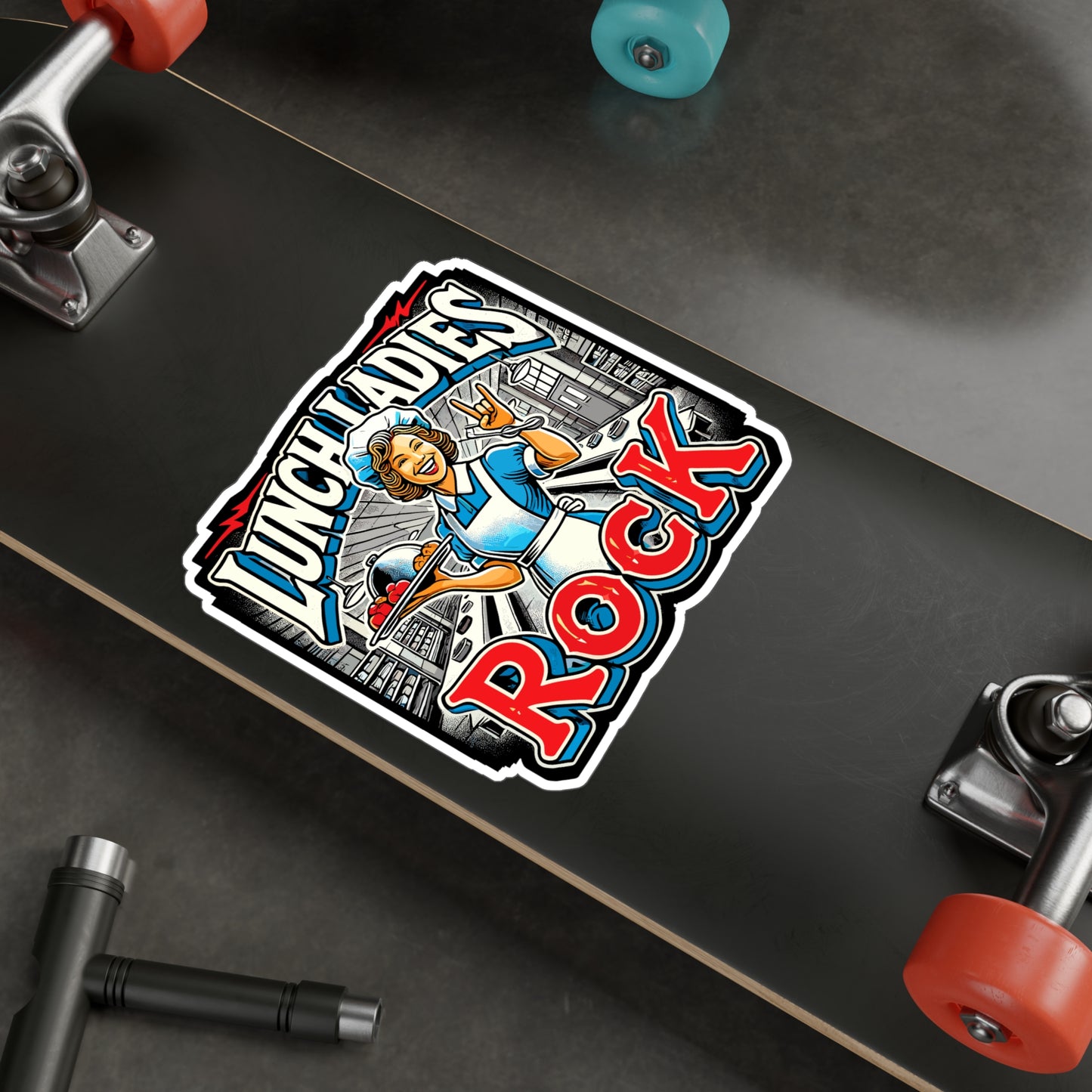 Lunch Ladies Rock - Lunch ladies Sticker for Laptop Sticker. Water Bottle Sticker, Vinyl Cafeteria Decal - Lunch ladies Gift