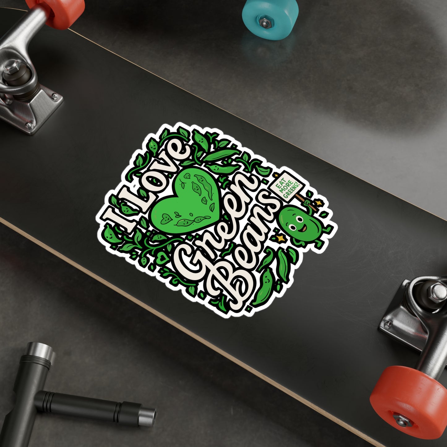 I Love Green Beans – Vinyl Sticker for Laptop or Water Bottle | Funny Vegan Gift, Plant Lover Decal