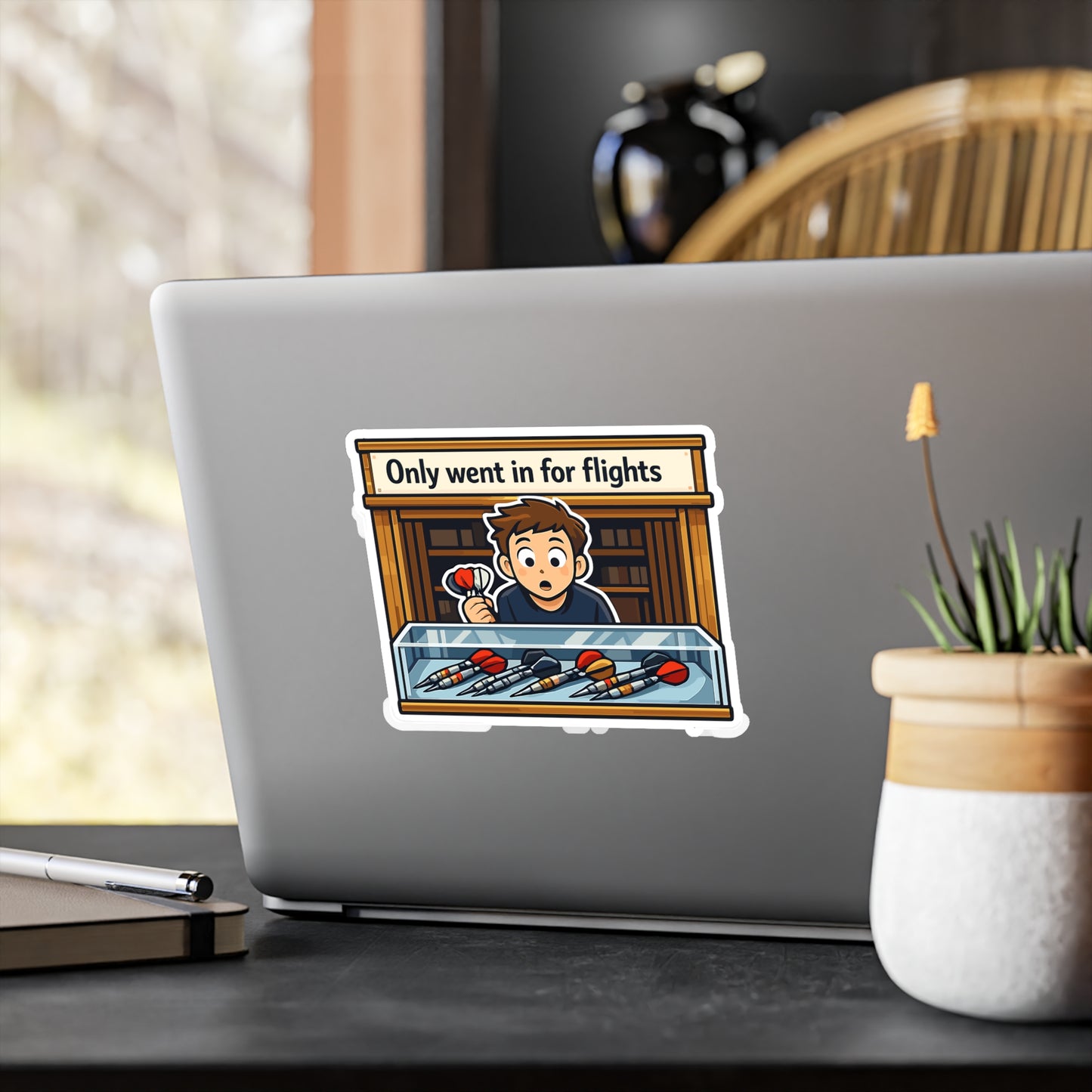 Dart Sticker 'Only Went in for Flights' Funny Drinking Team Dartboard Arrow Vinyl Waterproof Sticker Decals for Laptop Water Bottle