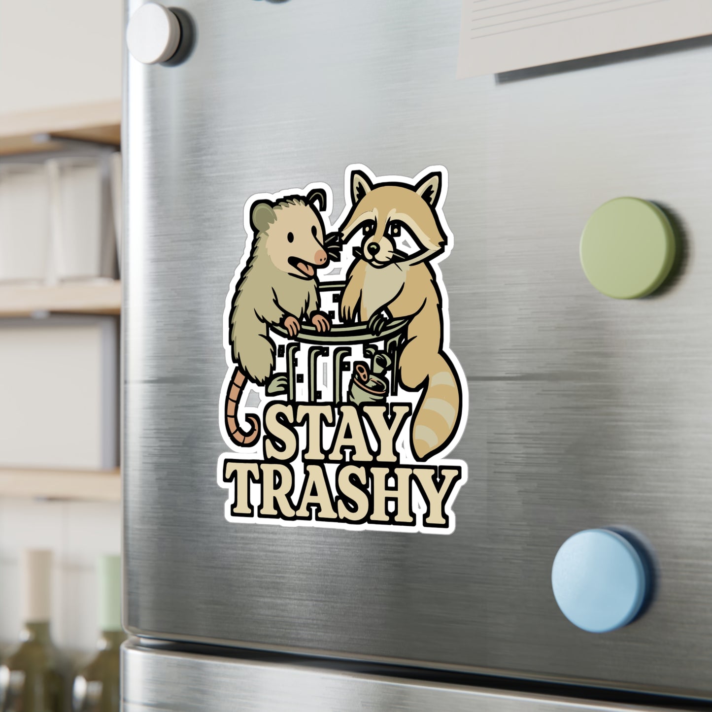 Stay Trashy – Raccoon Sticker for Car, Laptop, Water Bottle & Trash Panda Lover Gifts