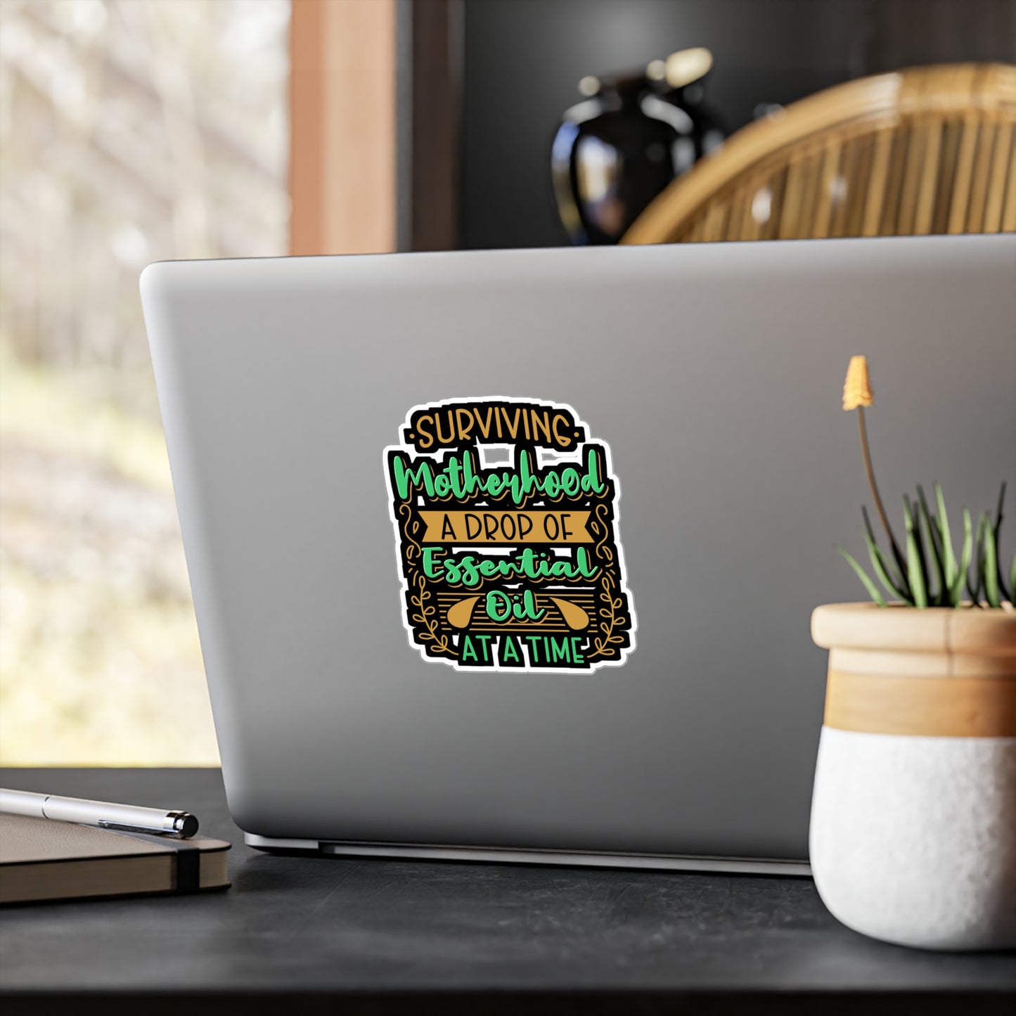 Surviving Motherhood Essential Oil | Cypress Sticker | Tree Decals | Botanical Laptop Sticker | Cypress Gift | Tree Gift