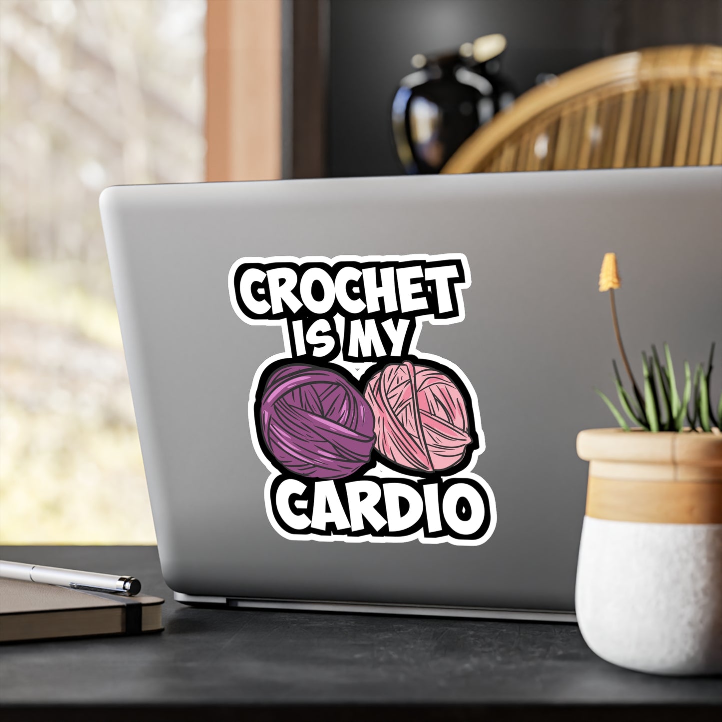 Crochet Is My Cardio - Crocheting Sticker for Laptop Sticker. Water Bottle Sticker, Vinyl Knitting Decal - Crocheting Gift