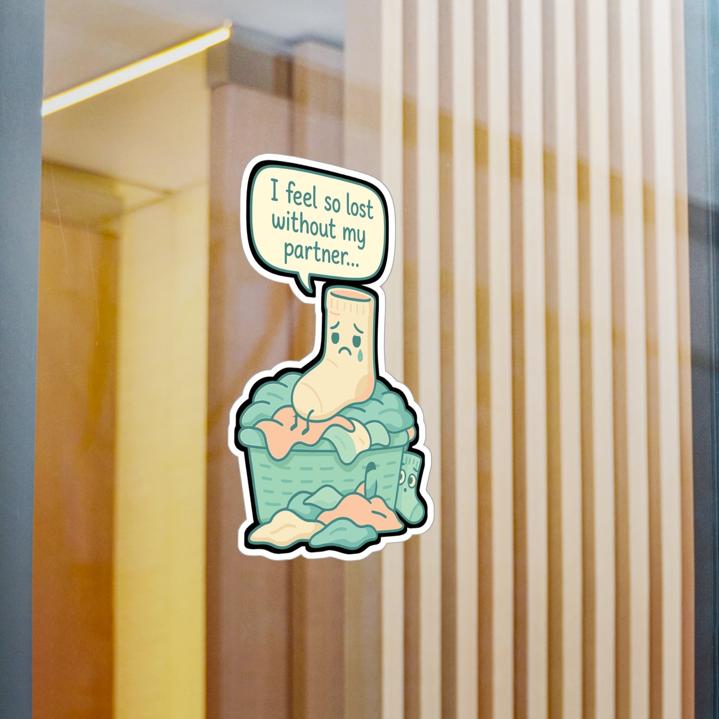 Sock Sticker - "I Feel So Lost Without My Partner" Decals for Laundry Room, Waterproof Vinyl Sticker for Laptop, Addresses Loneliness & Separation
