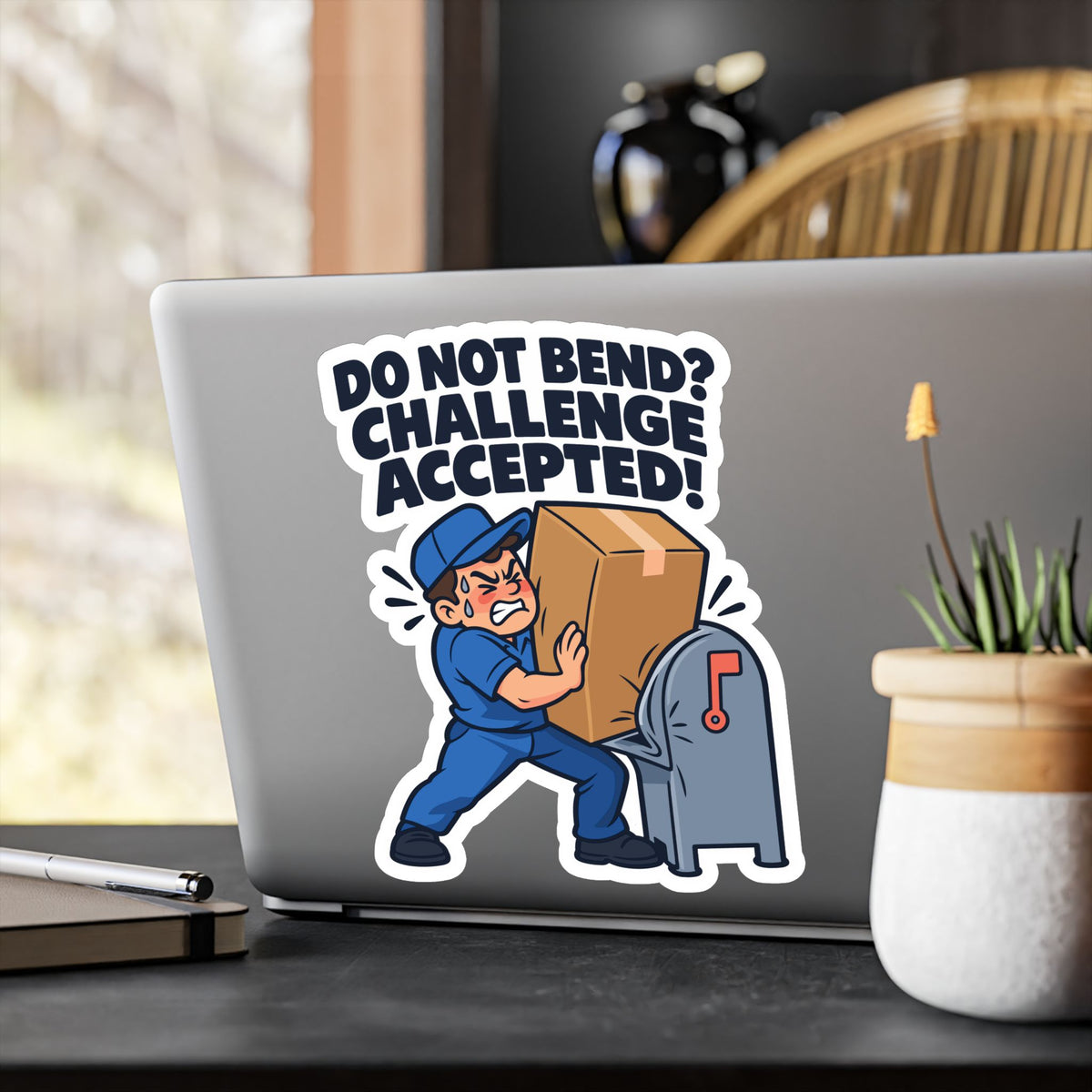 Postal Worker Sticker “Do Not Bend? Challenge Accepted!” Vinyl Decals for Mailbox, Laptop, Waterproof Rural Carrier Gift