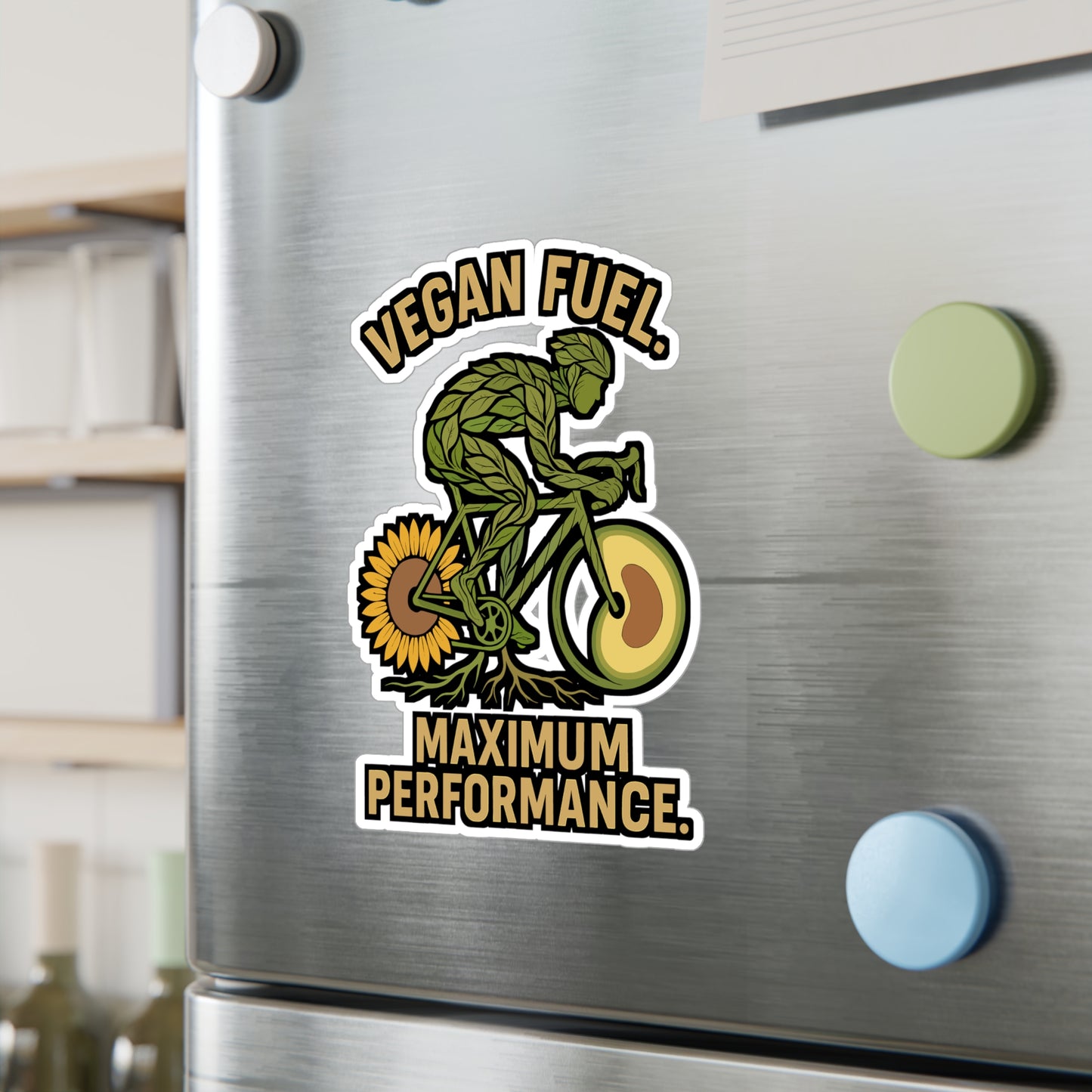 Vegan Fuel. Maximum Performance – Cycling Sticker for Laptop, Water Bottle or Helmet | Vinyl Vegan Decal & Eco Gift for Bikers