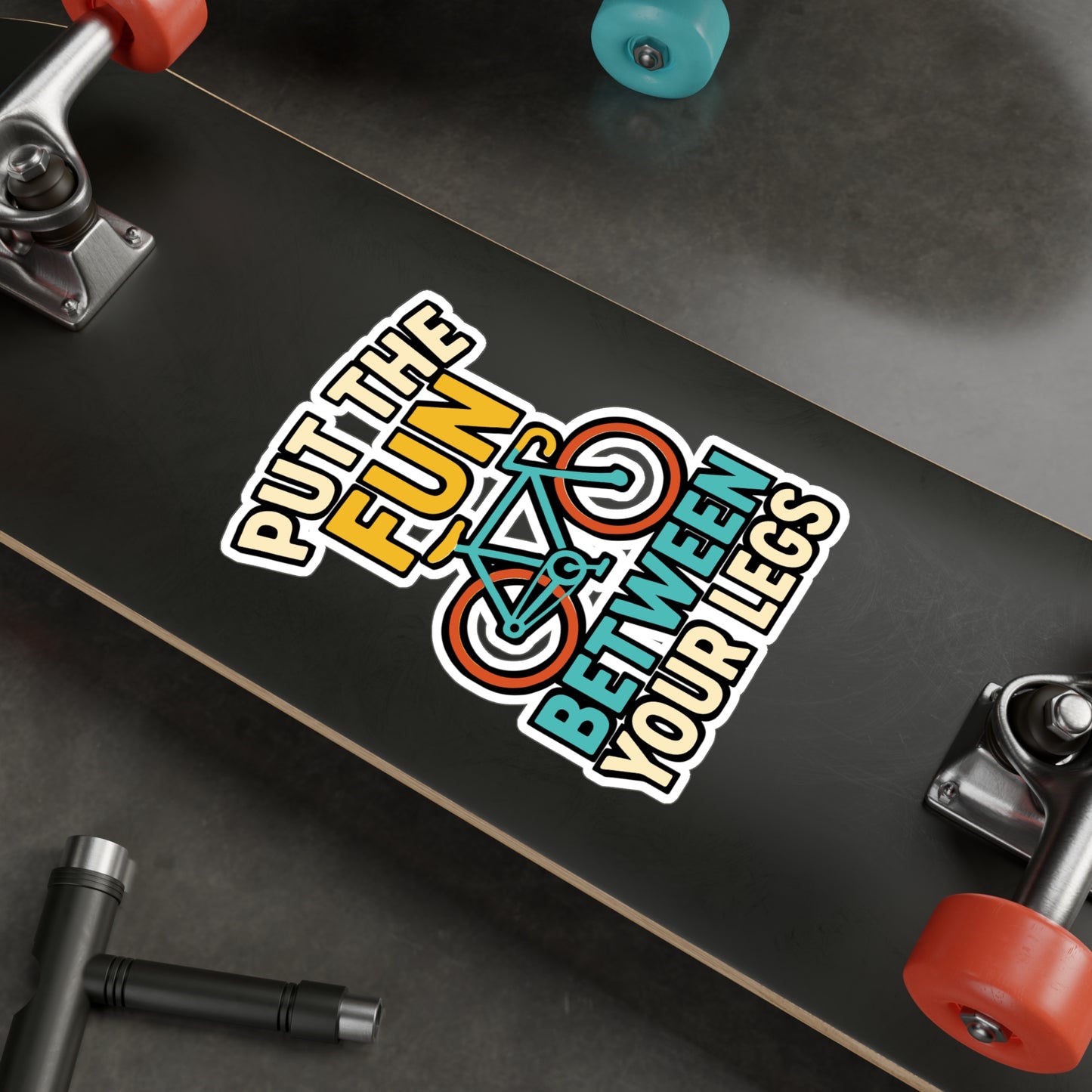 Put The Fun Between Your Legs – Funny Cycling Sticker for Laptop or Water Bottle | Bicycle Chain Decal, Cyclist Gift