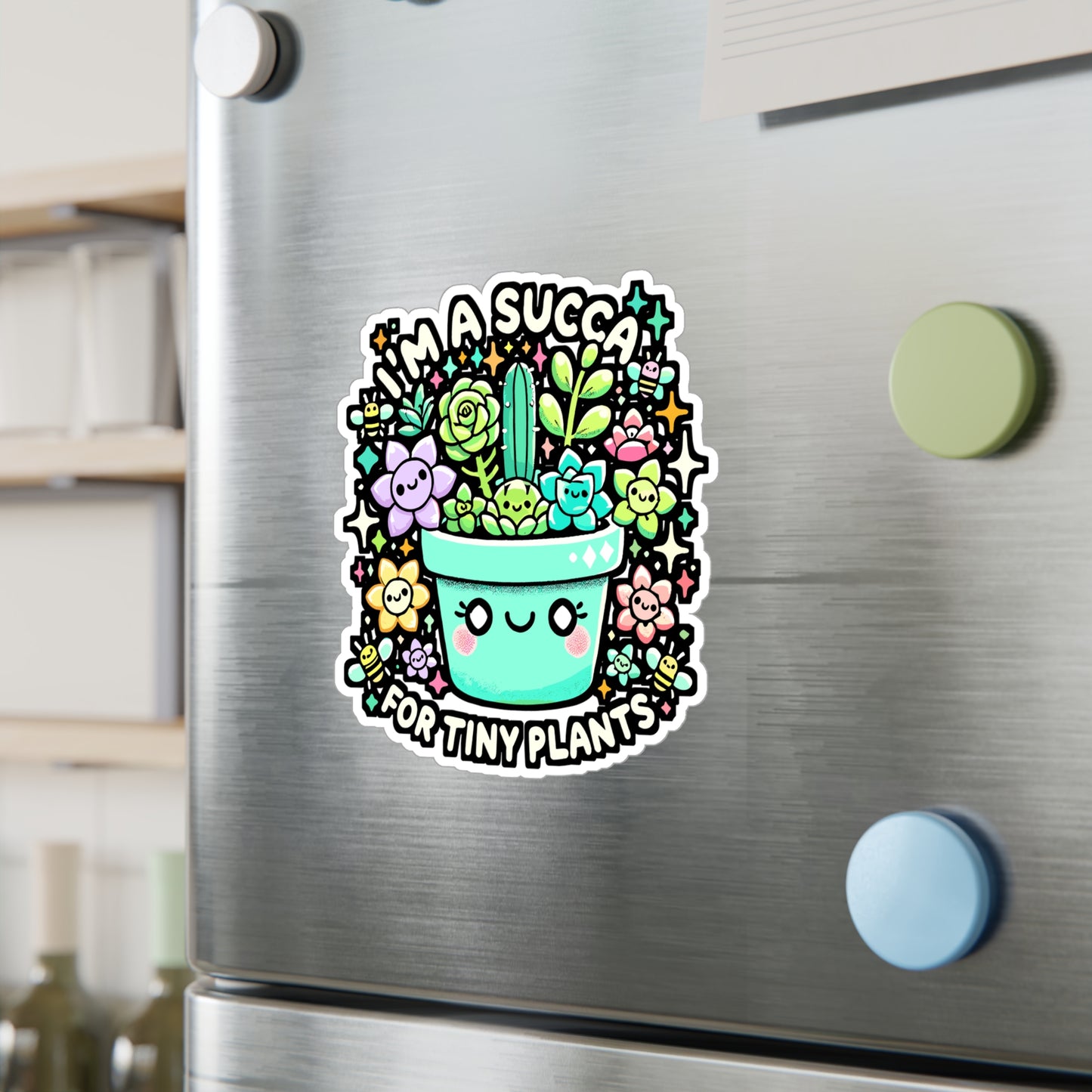 I'm A Succa For Tiny Plants - Cactus Sticker for Laptop Sticker. Water Bottle Sticker, Vinyl Juicy Decal - Cactus Gift