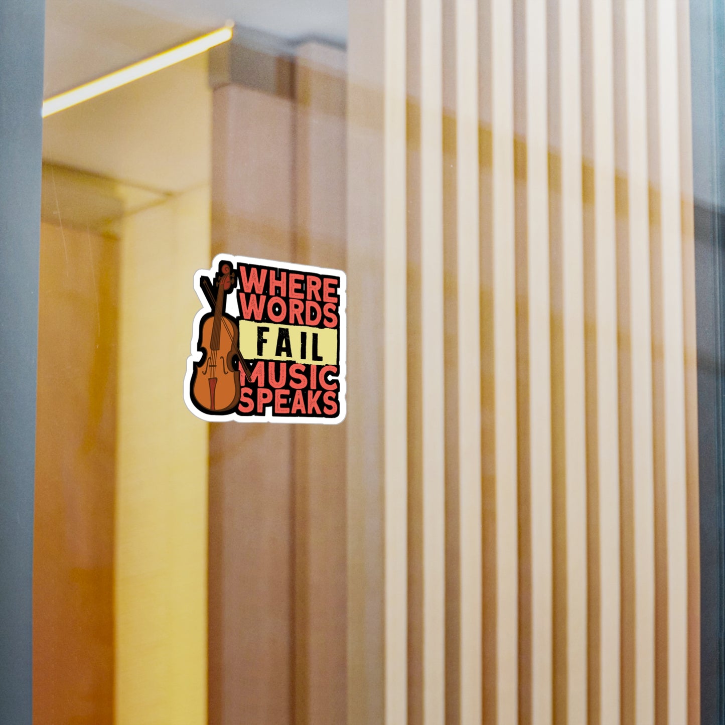 Where Words Fail Music Speaks - Teacher Sticker for Laptop Sticker. Water Bottle Sticker, Vinyl Musical Decal - Teacher Gift