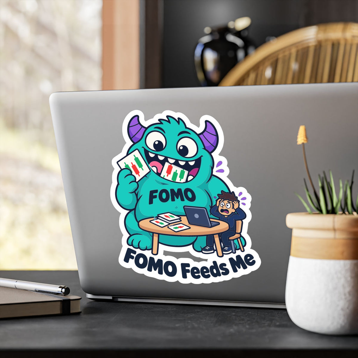 Day Trading Sticker - FOMO Feeds Me Trader Decals for Stock Market and Forex Fans, Laptop or Water Bottle