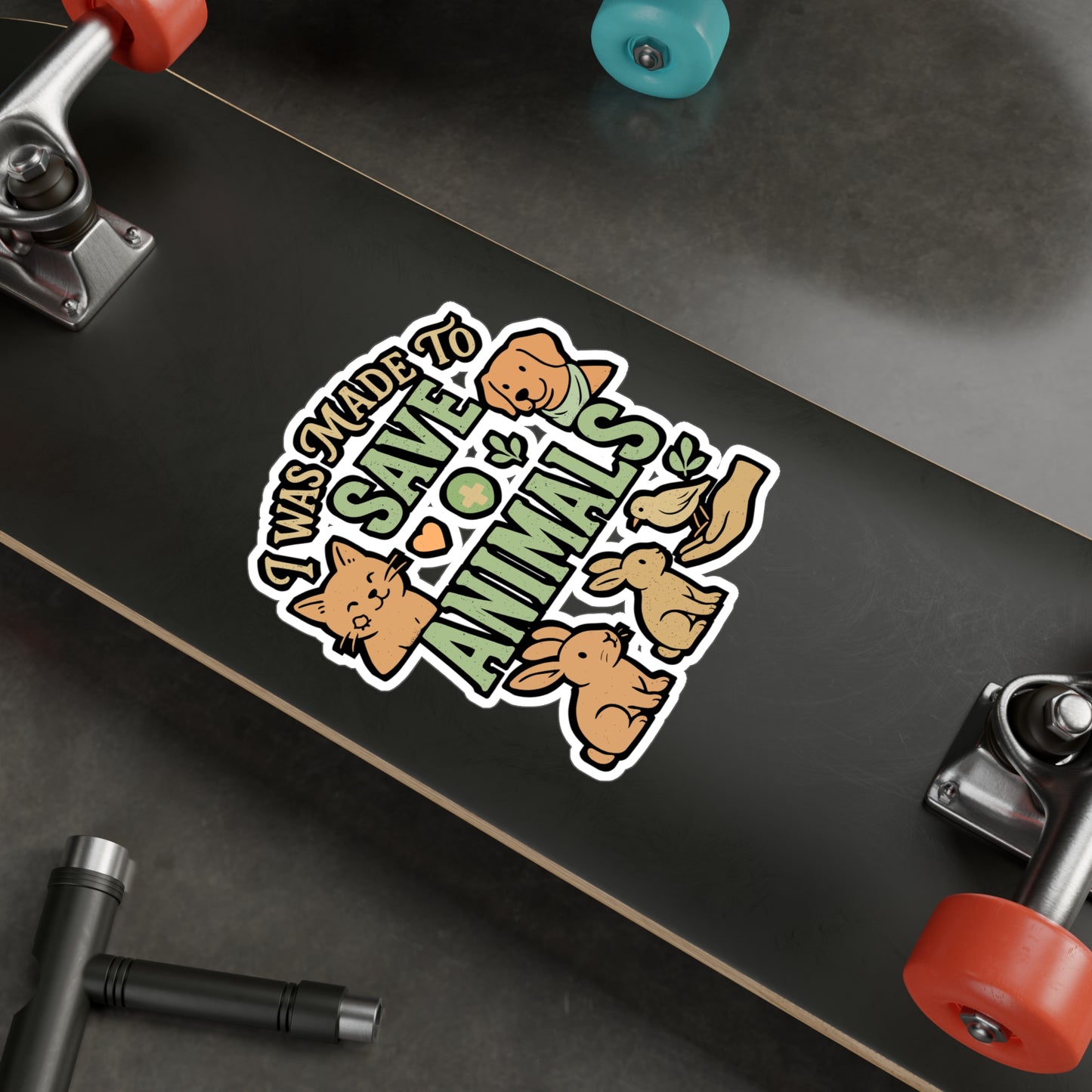 I Was Made To Save Animals – Animal Rescue Sticker for Laptop or Water Bottle | Vinyl Decal, Pet Adoption & Rescuer Gift