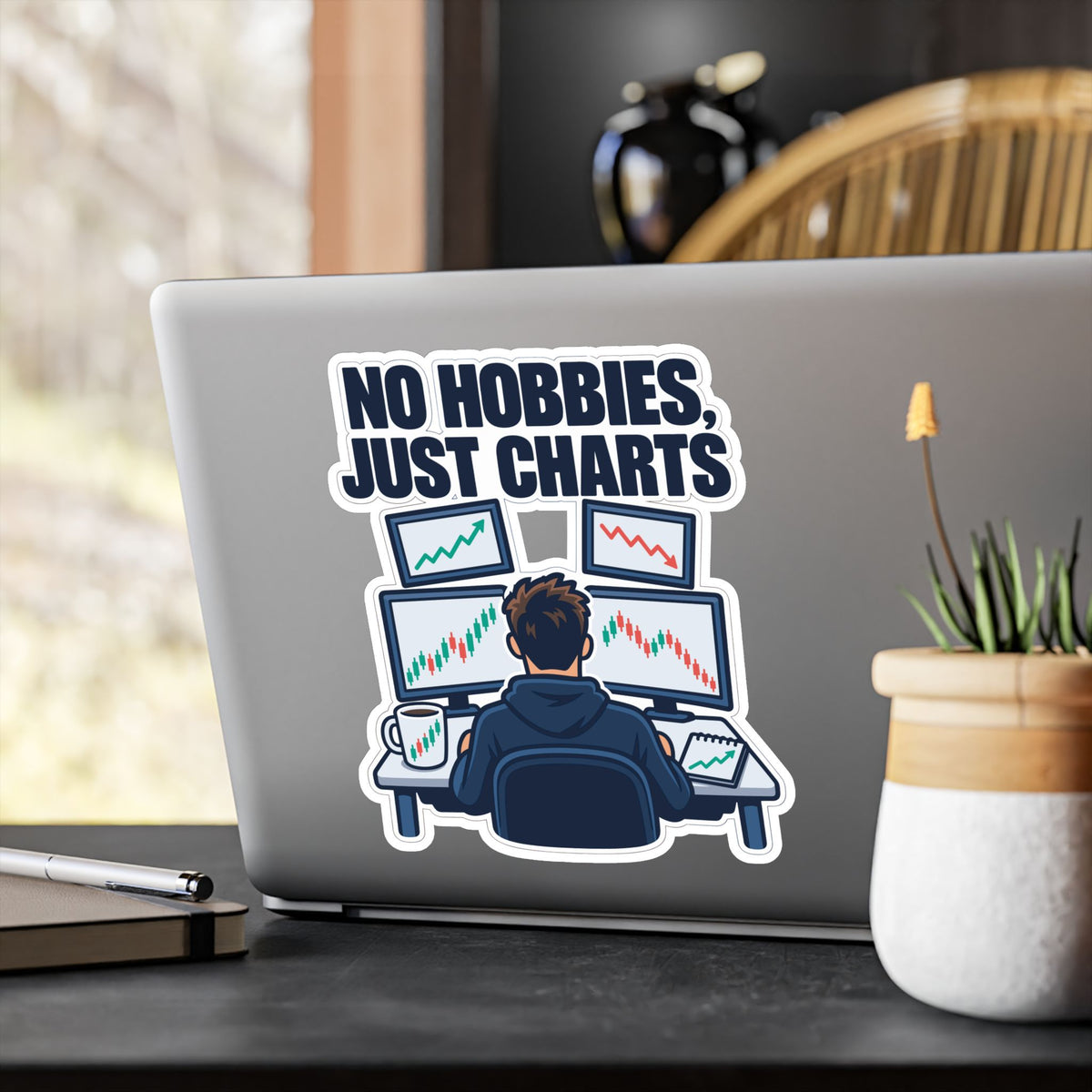 Day Trading Sticker - No Hobbies, Just Charts - Decals for the Stock Market and Forex Trader, Laptop or Water Bottle