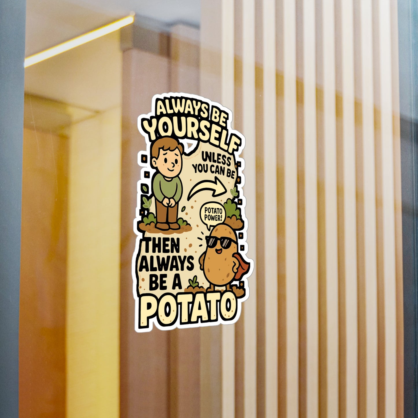 Always Be Yourself Unless You Can Be A Potato Then Always Be A Potato - Potato Sticker for Laptop, Water Bottle, Funny Gift for Friends & Veggie Lovers