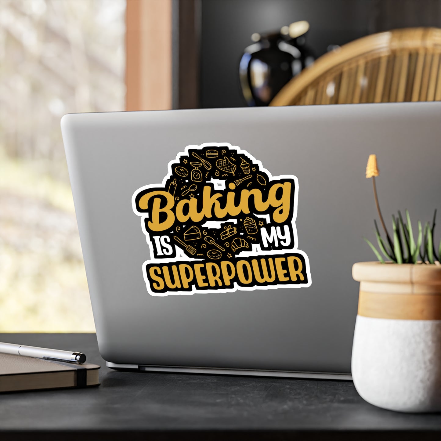 Baking Is My Superpower - Baking Sticker for Laptop Sticker. Water Bottle Sticker, Vinyl Cake-decorator Decal - Baking Gift