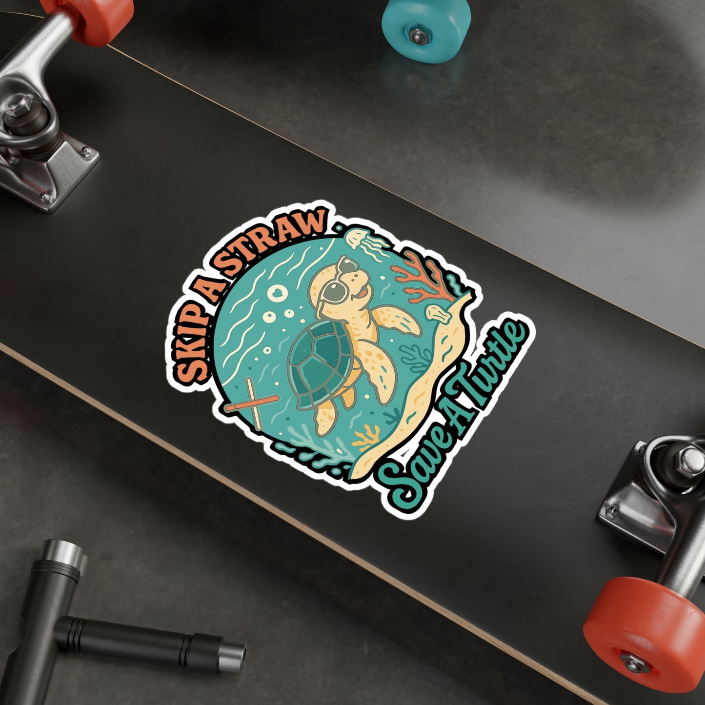 Skip A Straw Save A Turtle - Turtle Sticker for Water Bottles, Laptops, Eco-Friendly Gift for Ocean Lovers