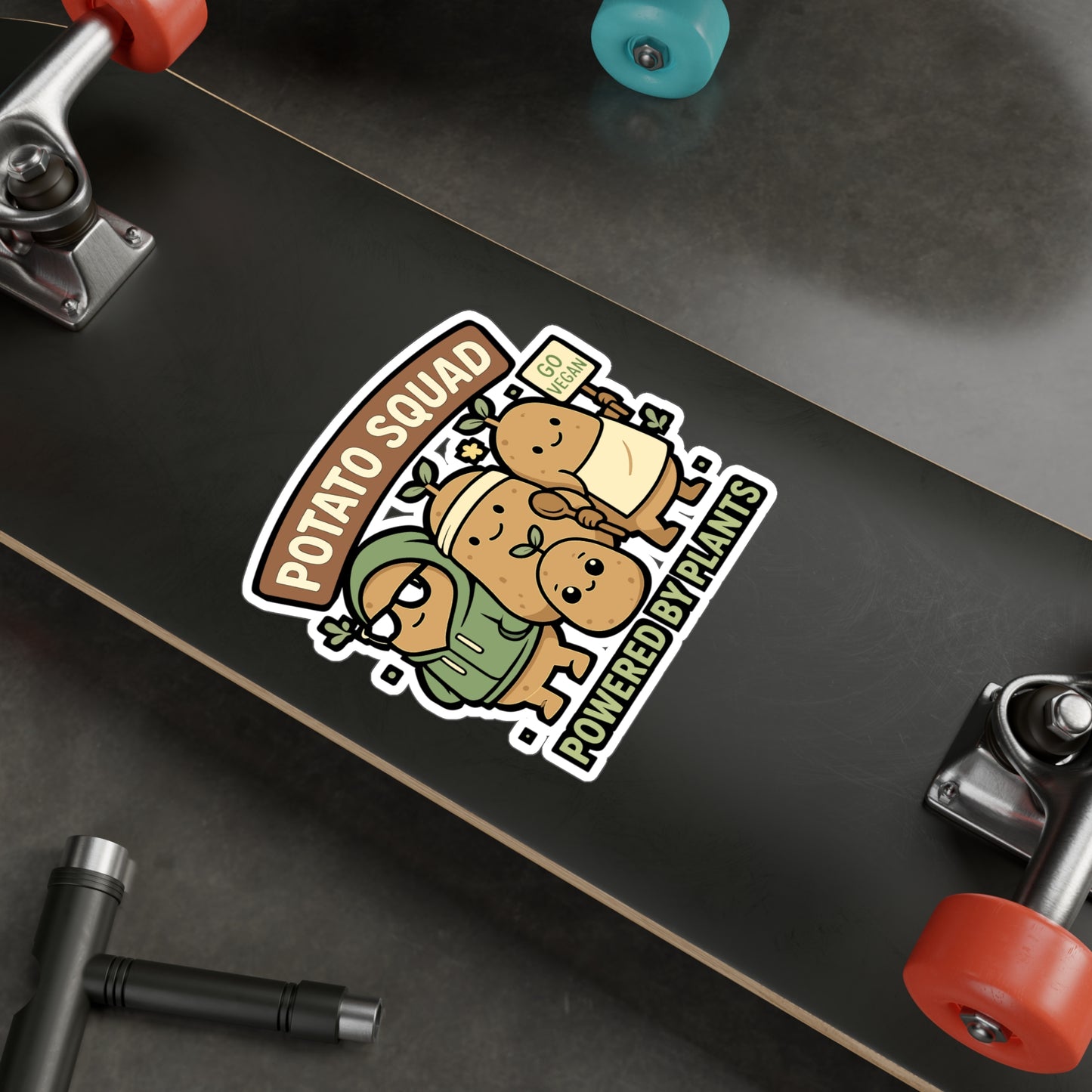Vegan Sticker "Potato Squad" – Fun Potato and Vegetarian Decals for Laptop or Water Bottle, Waterproof Vinyl, Perfect for Veganism Fans