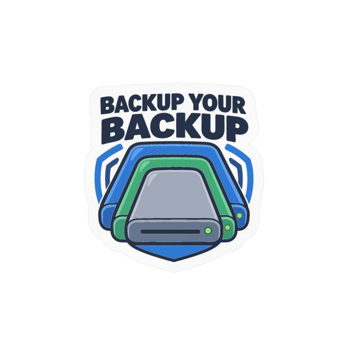 Tech Sticker – Backup Your Backup, Reboot Button and Bandage Design, Decals for Laptop and Water Bottle