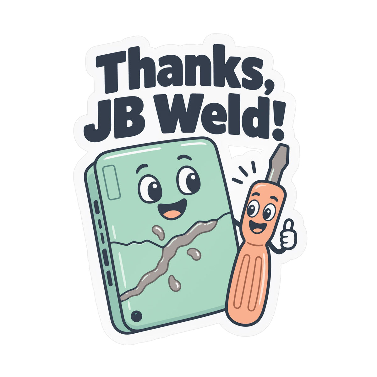 Upcycling Sticker - Thanks Jb Weld Design, Recycling Art Decals for Laptop and Water Bottle, Celebrating Sustainability