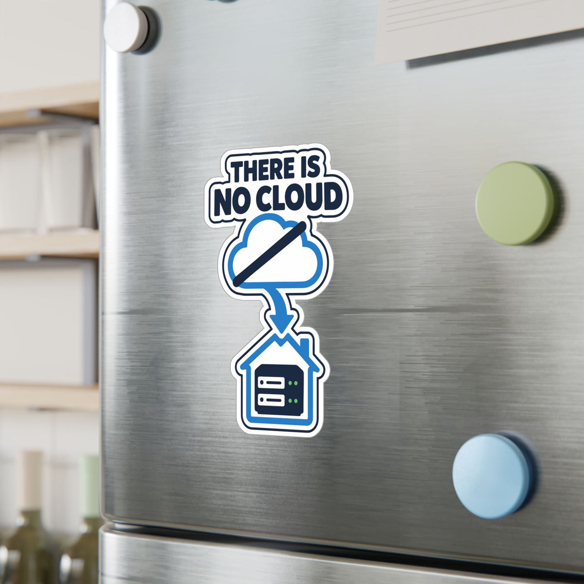 Cloud Sticker - There Is No Cloud, Server House and Arrow Design, Tech Decals for Laptop and Water Bottle