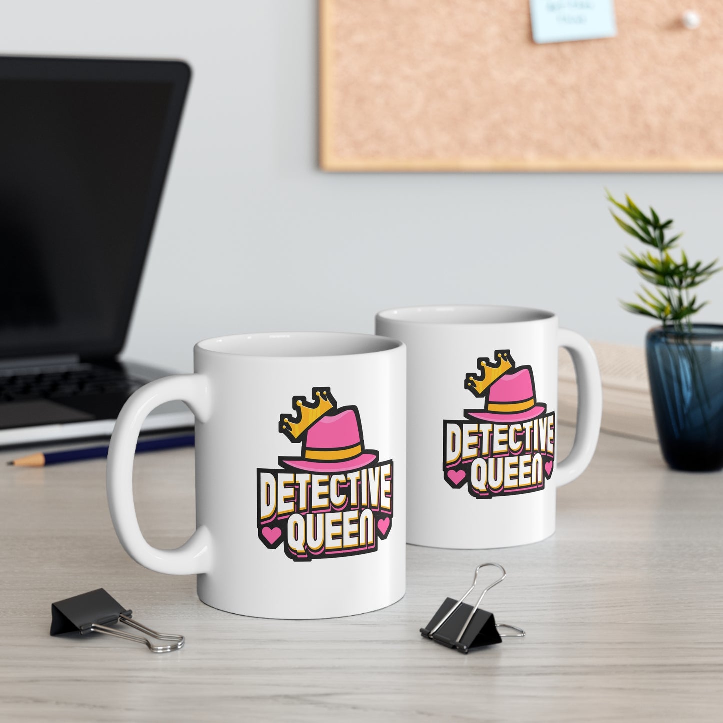 Detective Queen - Detective Mug for Coffee 11oz. Detective Cup, White ceramic, Spying Mug, Investigator Tea Cup - Detective Gift