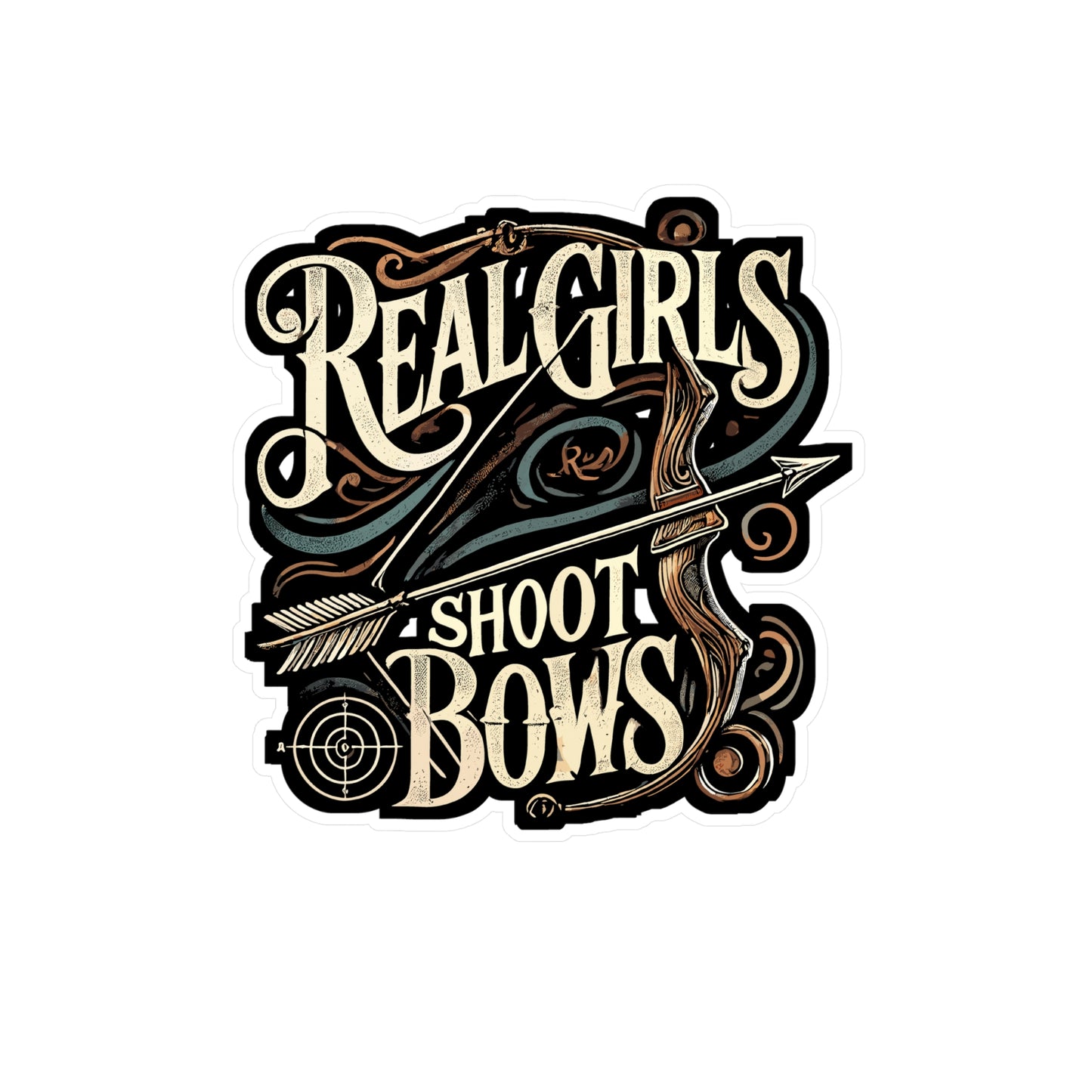 Real Girls Shoot Bows - Archery Sticker for Car Window Laptop Sticker. Water Bottle Sticker, Vinyl Bows Decal, Arrows Sticker - Archery Gift