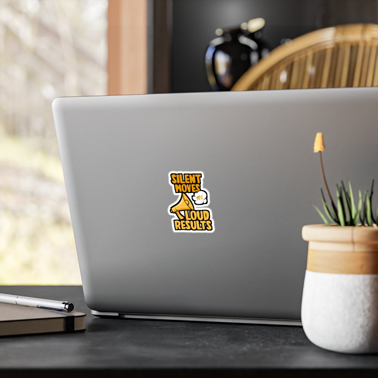Silent Moves Loud Results - Motivation Sticker for Laptop Sticker. Water Bottle Sticker, Vinyl Silent Decal - Motivation Gift