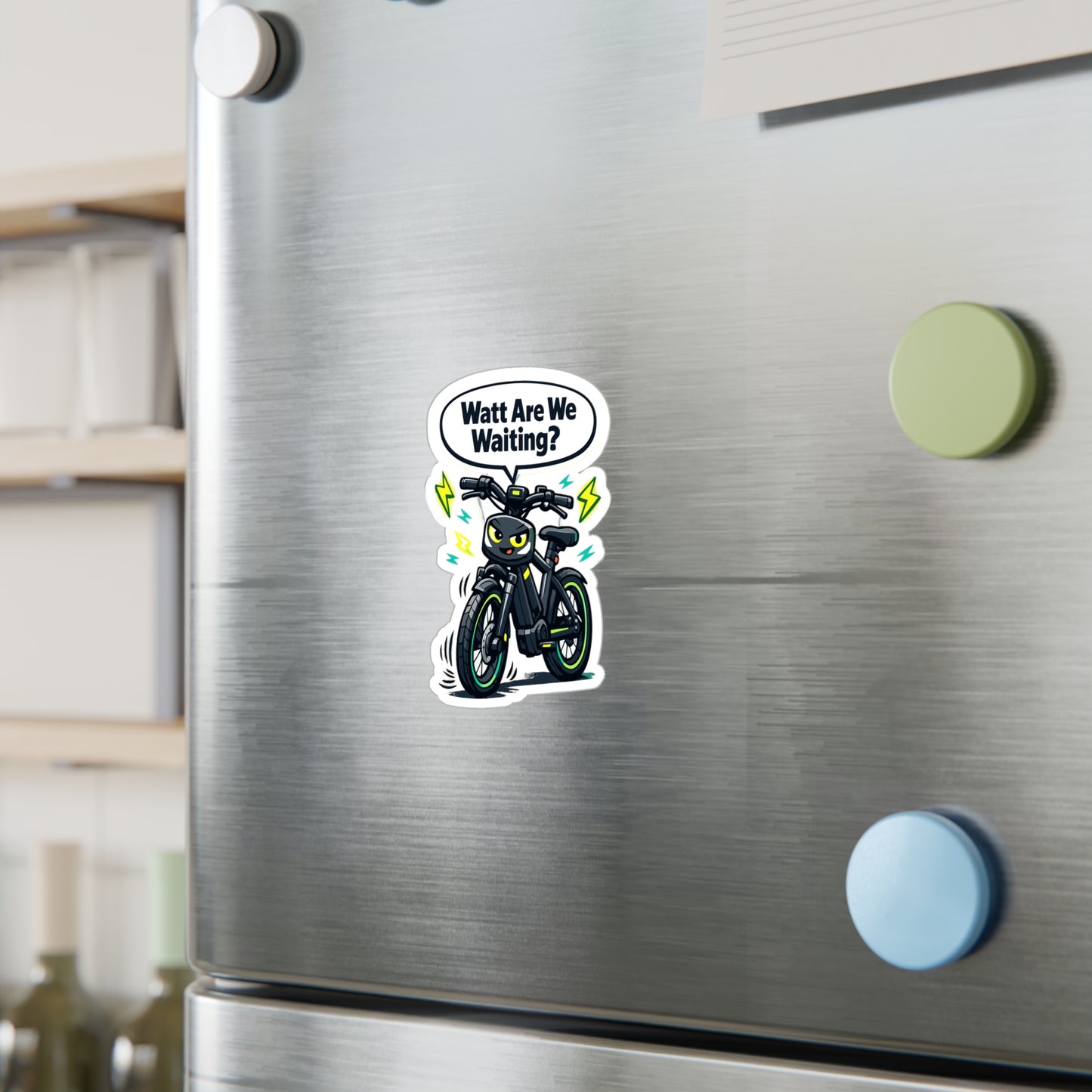 E-Bike Sticker Watt Are We Waiting? Funny Electric Bike Decals, Waterproof Vinyl for Laptop, Water Bottle, E Cycling E Cyclist