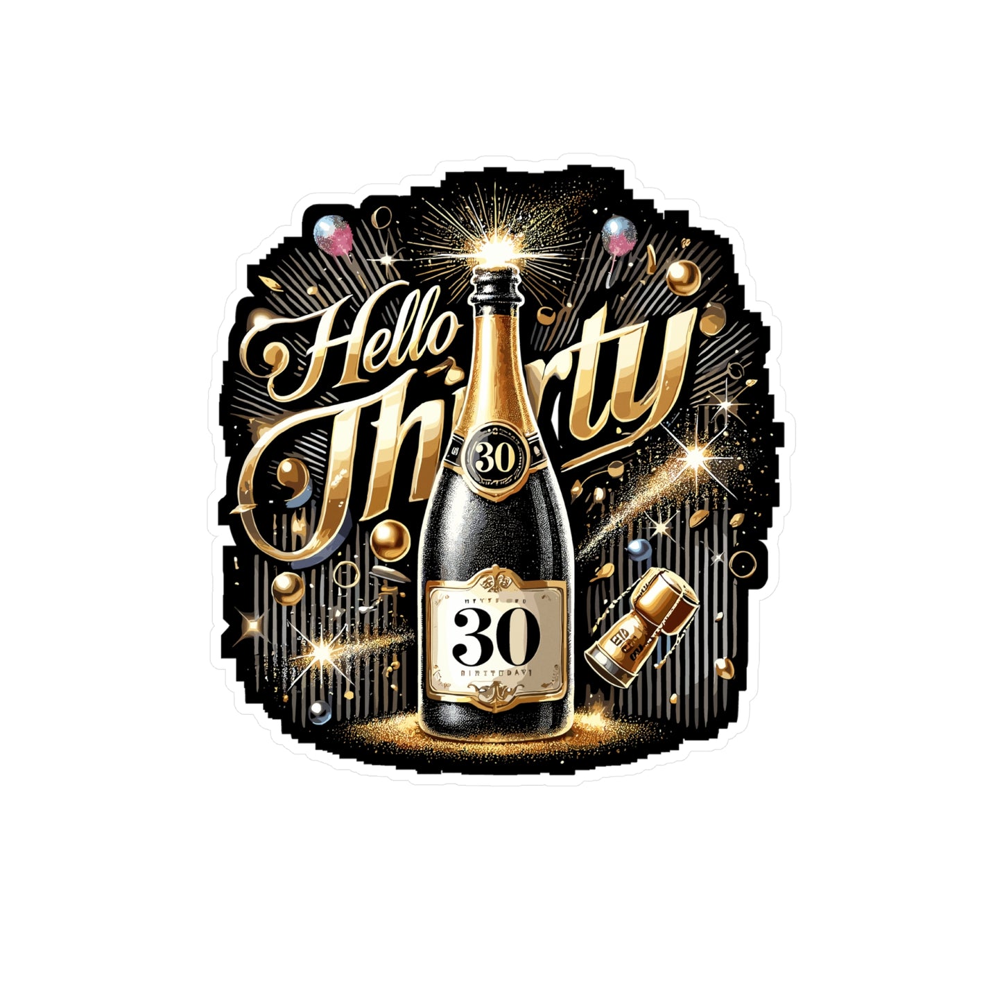 Hello Thirty - 30th birthday Sticker for Laptop Sticker. Water Bottle Sticker, Vinyl Milestone Decal - 30th birthday Gift