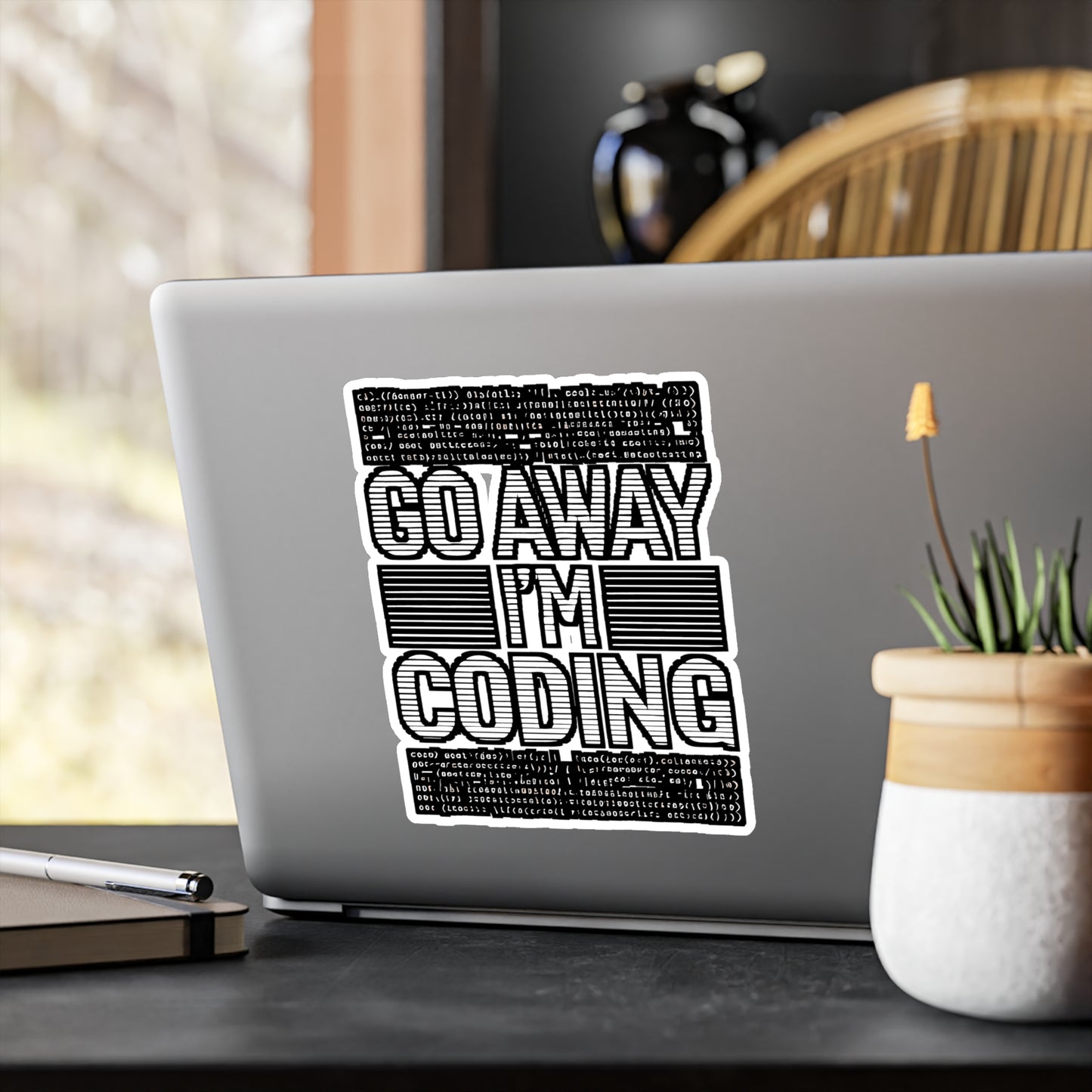 Go Away I'm Coding – Vinyl Sticker for Laptop or Water Bottle | Programmer Gift, Developer Decal, Coding Enthusiast Gift
