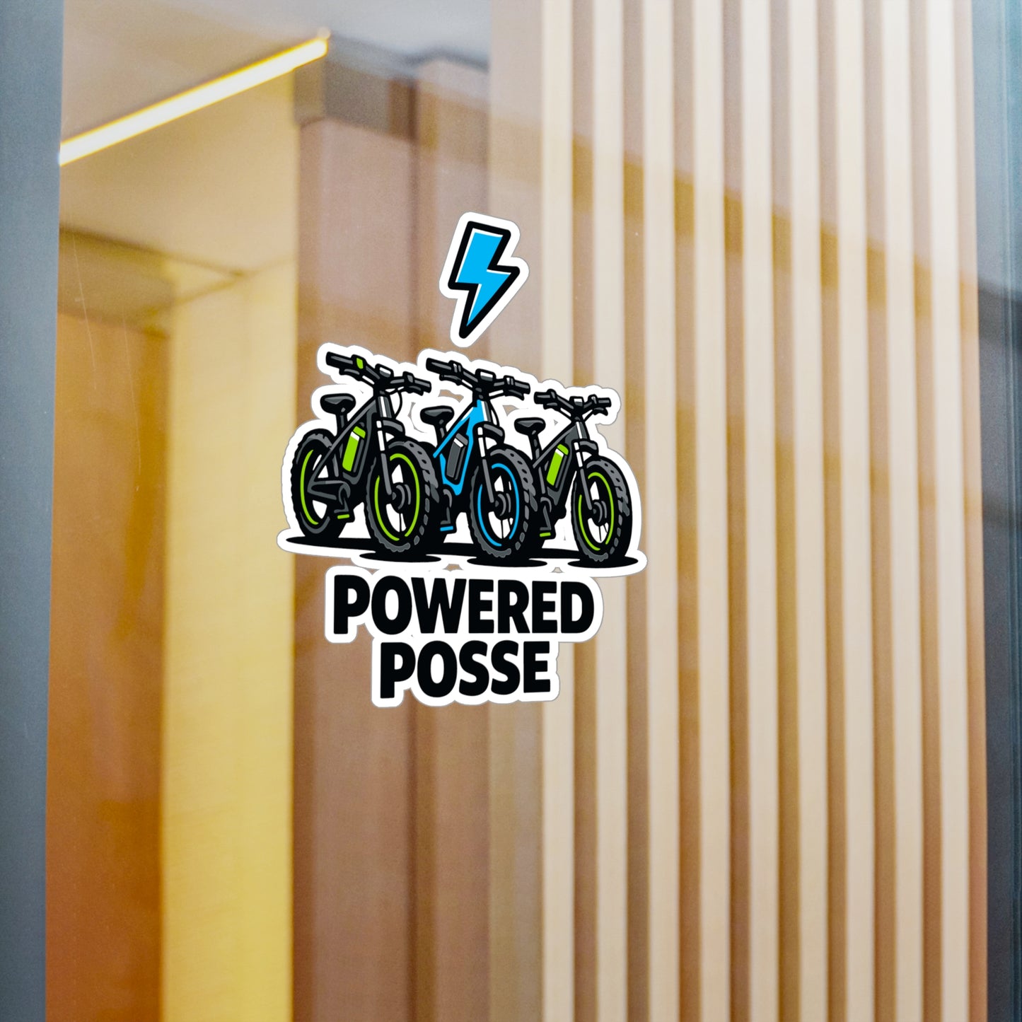 E-Bike Sticker Powered Posse Waterproof Vinyl decals for Electric Bike Enthusiasts Laptop, Water Bottle