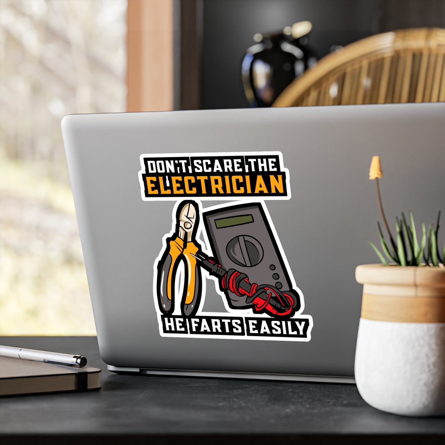 Don't Scare The Electrician - Electrician Sticker for Laptop Sticker. Water Bottle Sticker, Vinyl Stripper Decal - Electrician Gift