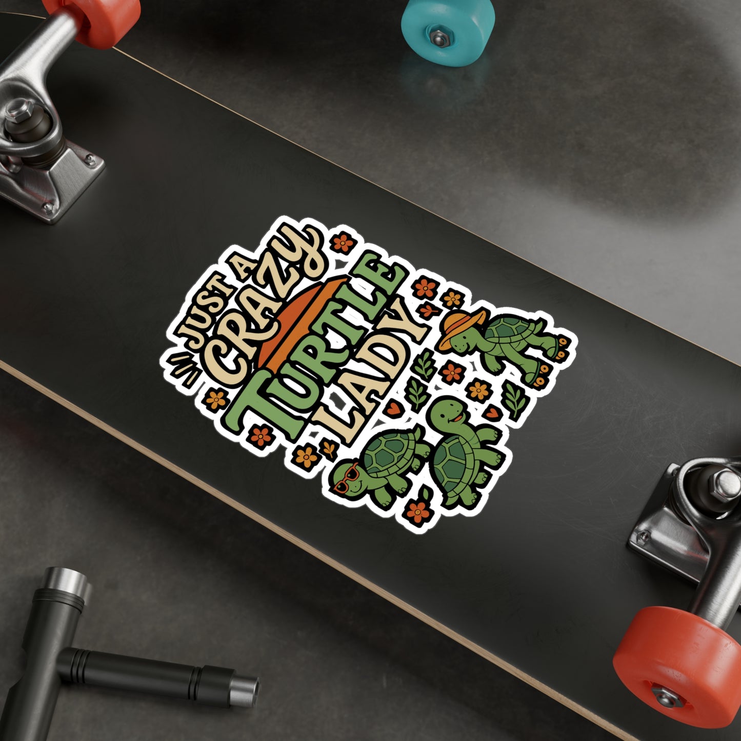 Crazy Turtle Lady – Turtle Sticker for Car Window, Laptop & Water Bottle | Vinyl Tortoise Decal, Sulcata Turtle Gift, Animal Lover Present