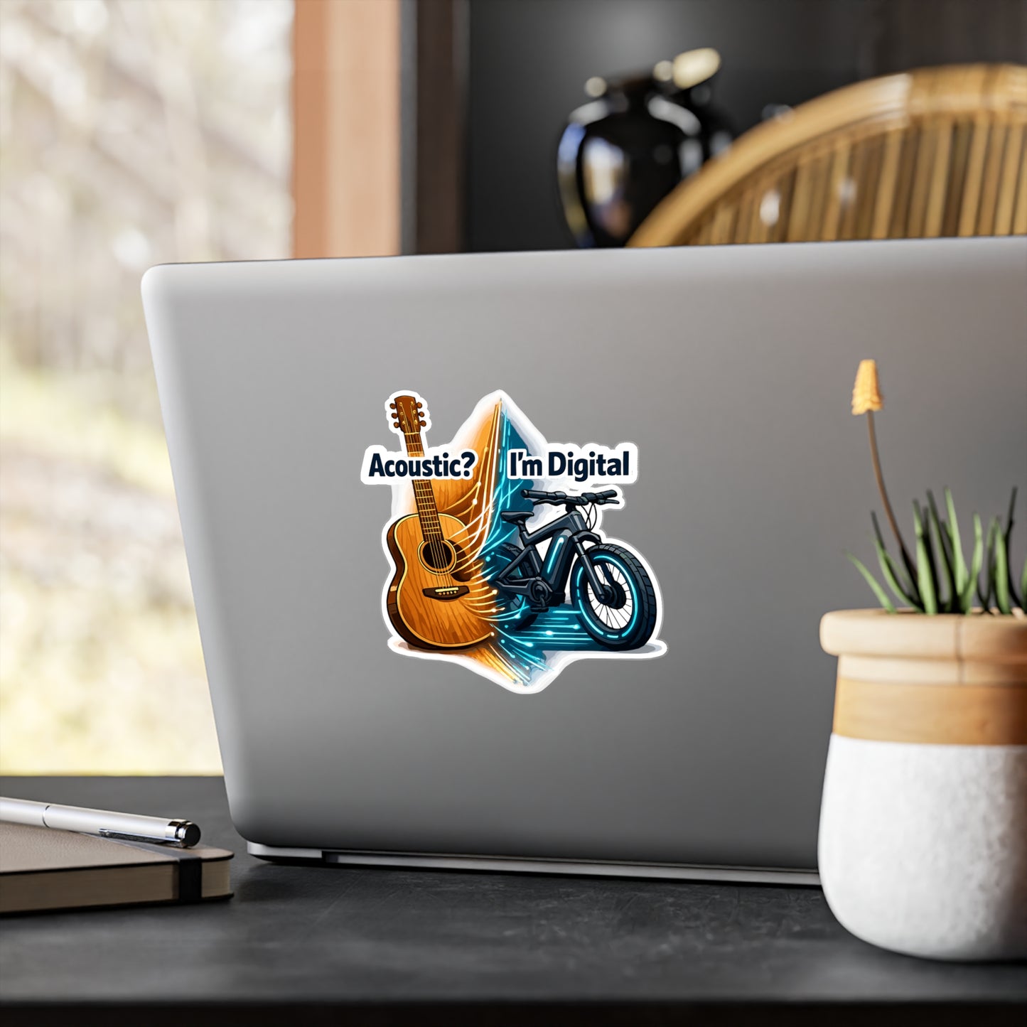 E-Bike Sticker Acoustic? I’m Digital Funny E Cycling Electric Bike Decals Waterproof Vinyl Sticker for Laptop Water Bottle