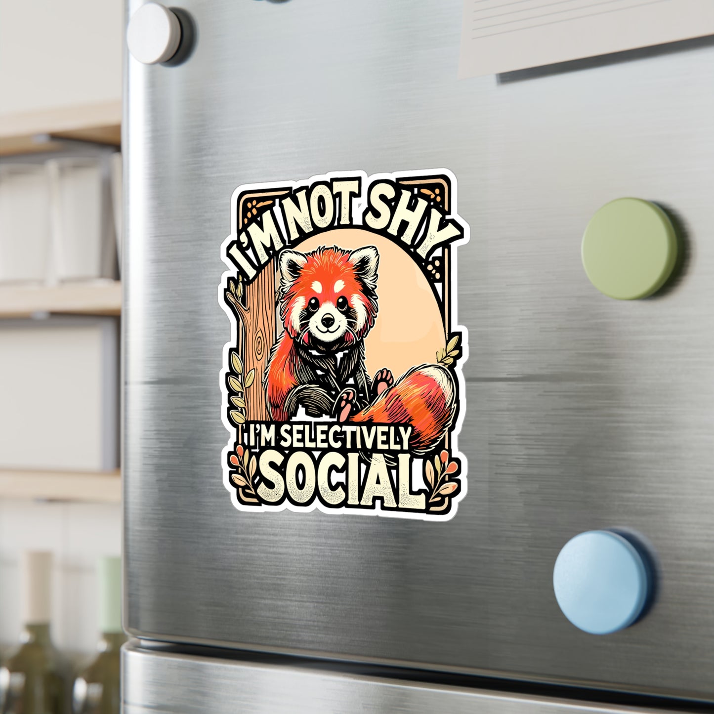 I'm Not Shy I'm Selectively Social – Introvert Sticker for Laptop or Water Bottle | Vinyl Red Panda Decal | Perfect Introvert Gift