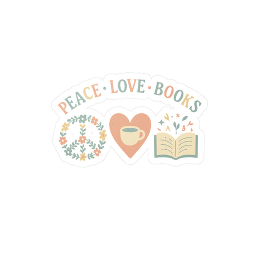 Books Sticker – Peace Love Books Decals for Bookworm, Compassion, Reading Fans – Waterproof Vinyl Stickers for Laptop, Water Bottle