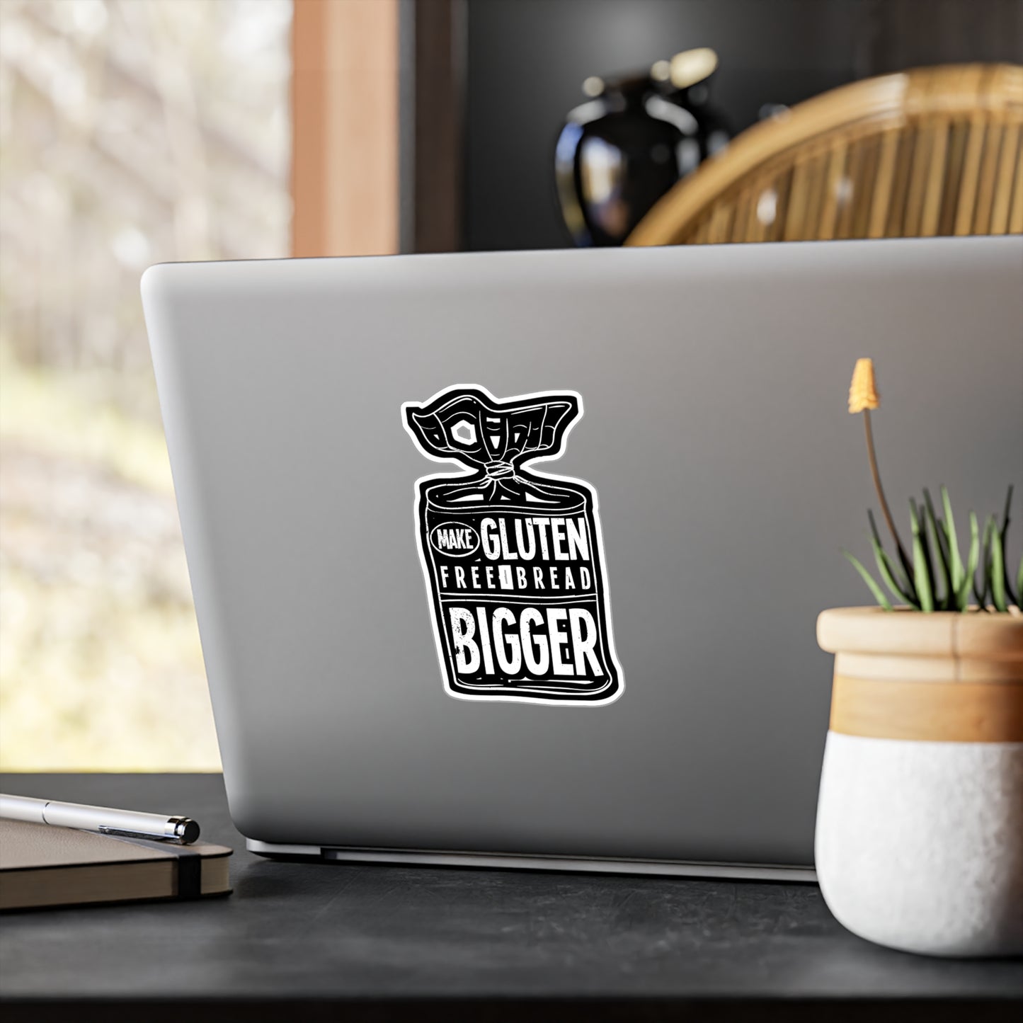 Make Gluten Free Bread Bigger - Gluten Sticker for Laptop Sticker. Water Bottle Sticker, Vinyl Celiac Decal - Gluten Gift