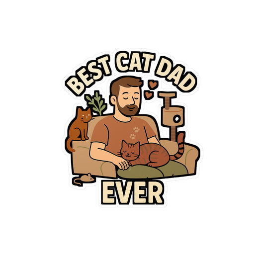 Cat Dad Sticker – Best Cat Dad Ever Decals for Laptop, Water Bottle – Waterproof Vinyl Gift for Catfather, Cat Daddy, Cat Father Fans