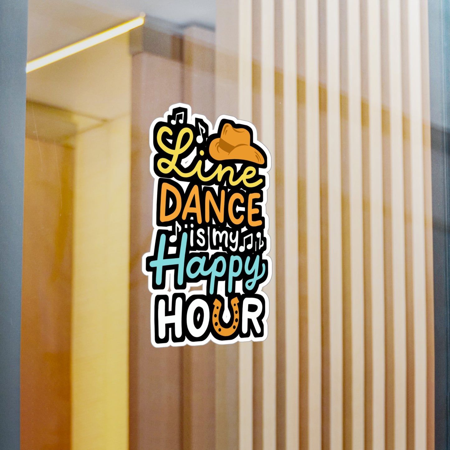 Line Dance Is My Happy Hour - Line dance Sticker for Laptop Sticker. Water Bottle Sticker, Vinyl Dancer Decal - Line dance Gift