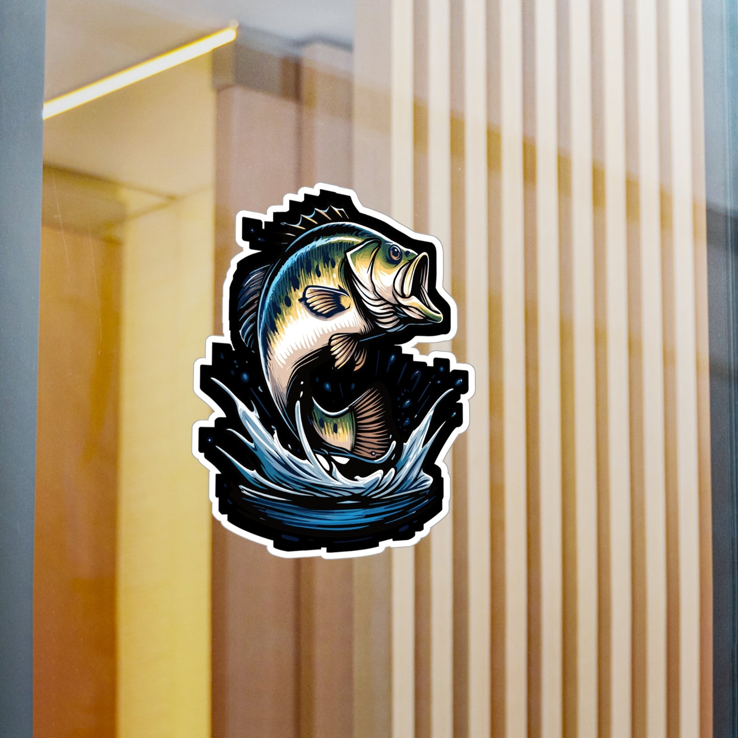 Jumping Bass Fish - Bass Sticker for Car Window Laptop Sticker. Water Bottle Sticker, Vinyl Fishing Decal, Aquatic Sticker - Bass Gift