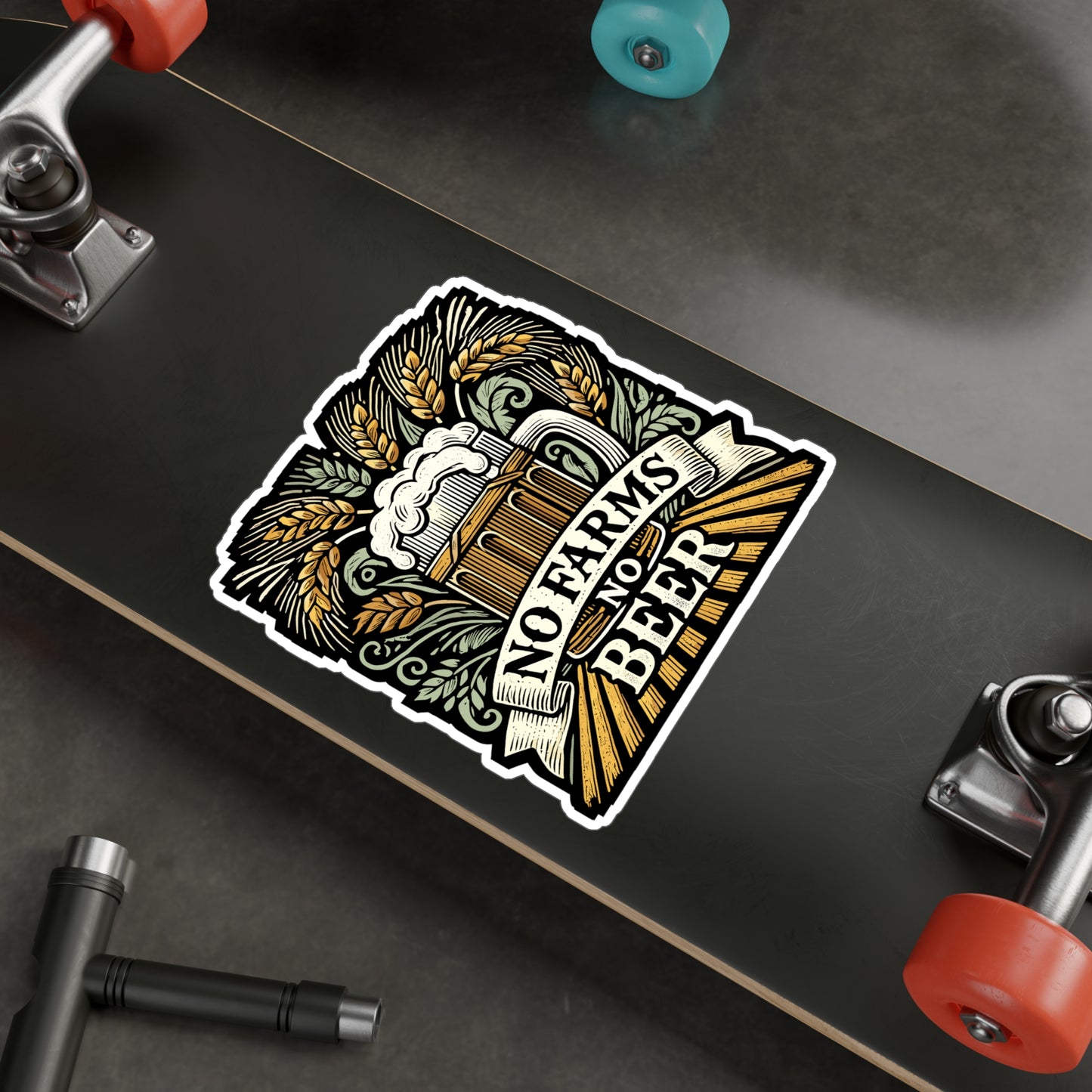 No Farms No Beer - Hops Sticker for Car Window Laptop Sticker. Water Bottle Sticker, Vinyl Grain Decal, Malt Sticker - Hops Gift