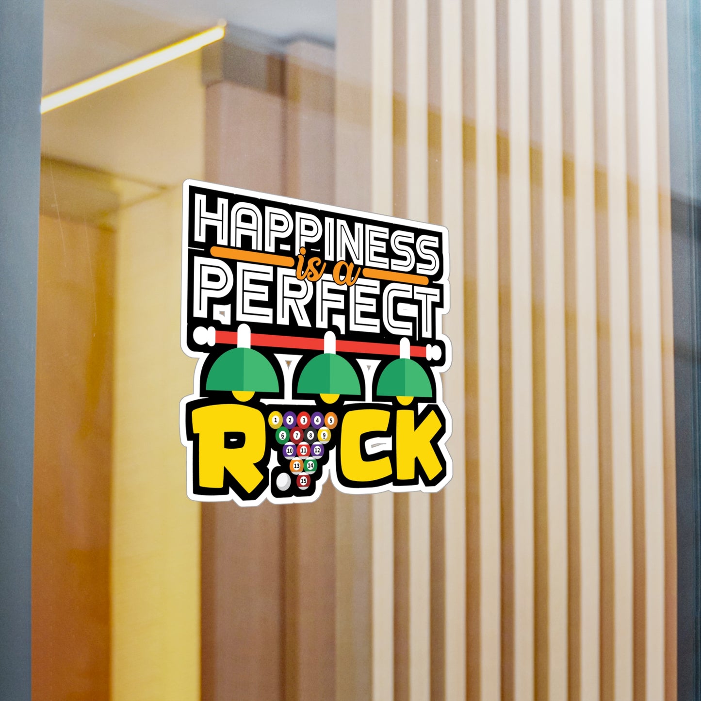 Happiness is a Perfect Rick - Billiards Sticker for Laptop Sticker. Water Bottle Sticker, Vinyl Pool Decal - Billiards Gift
